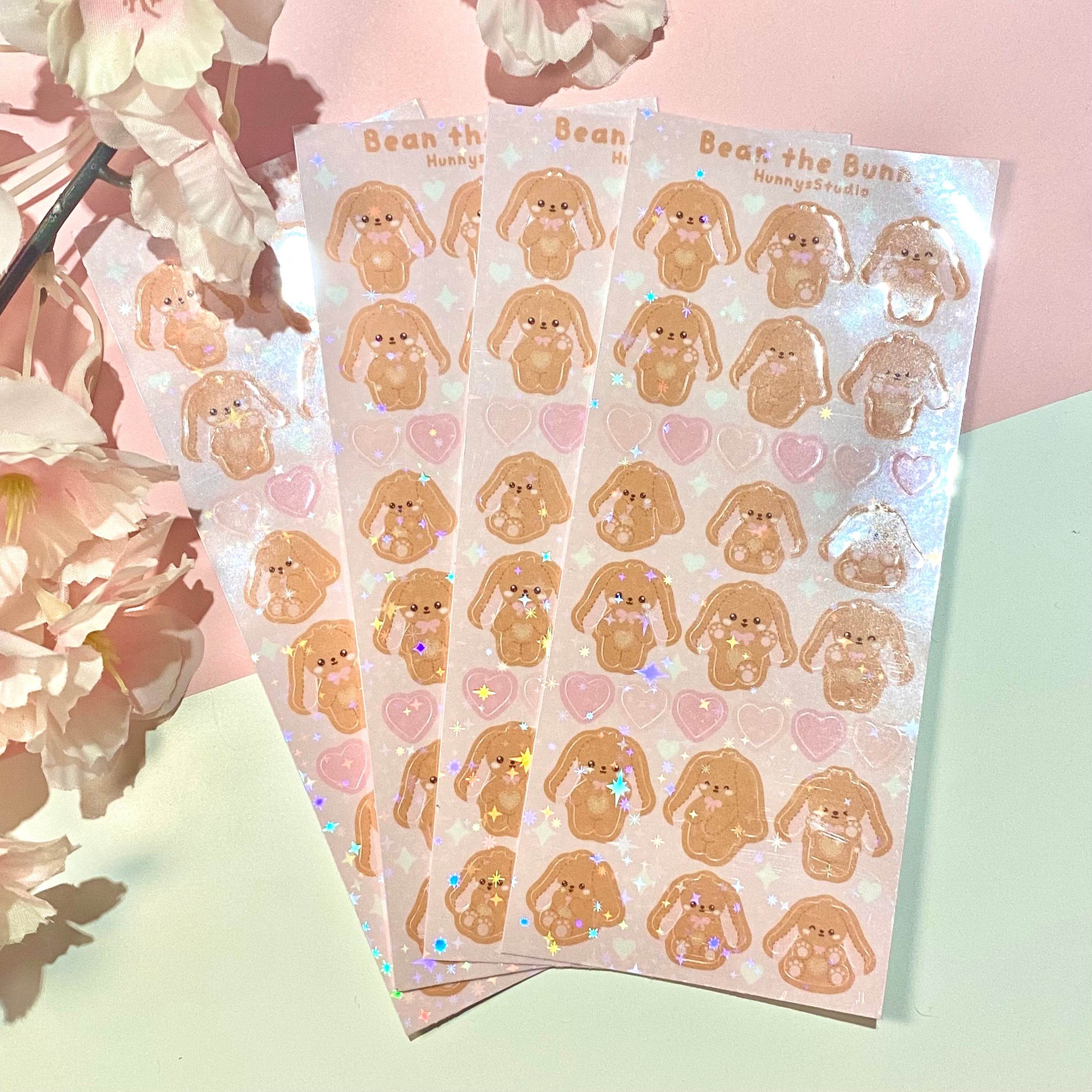 Bean the bunny holographic vinyl sticker sheet