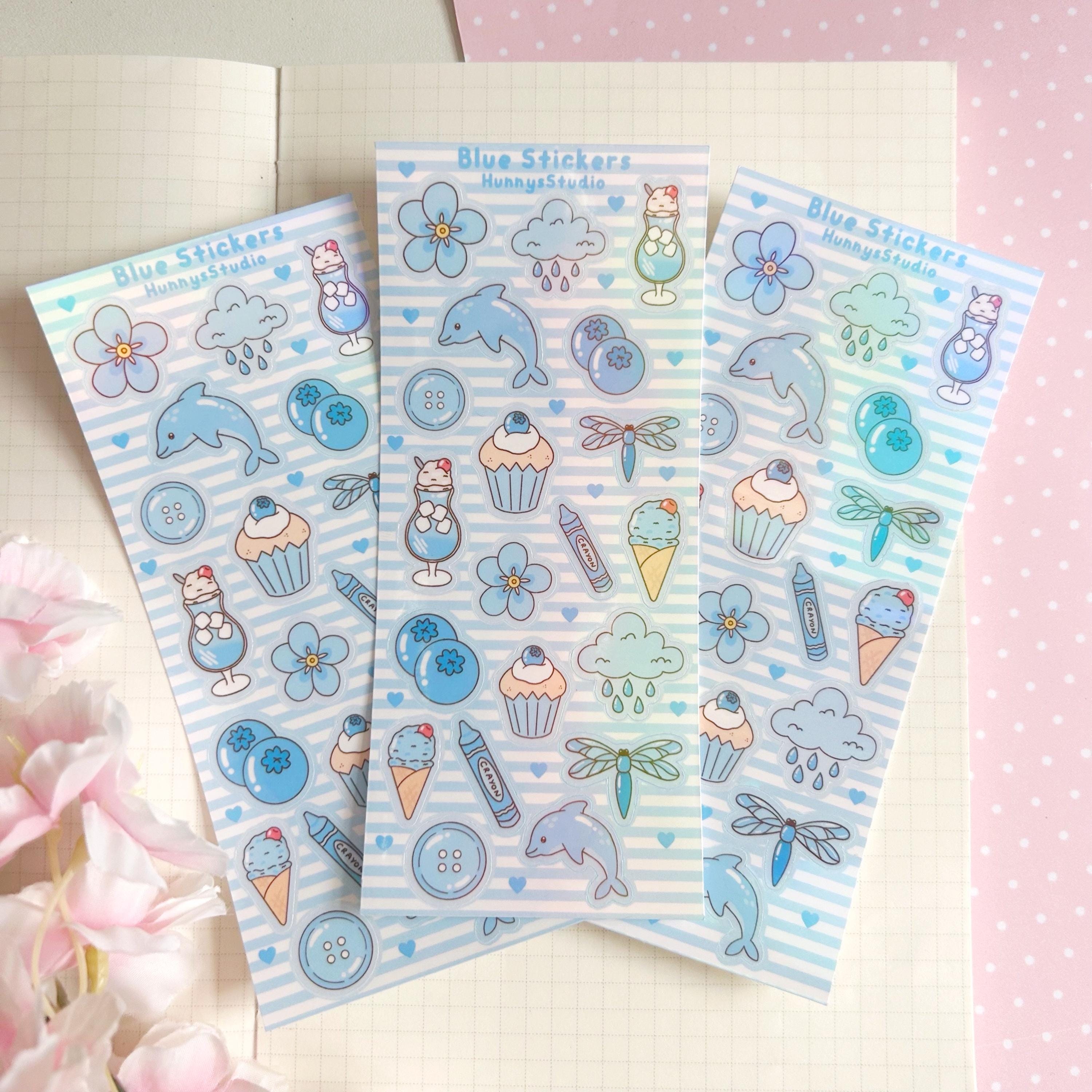 Blue stickers vinyl holographic sticker sheet