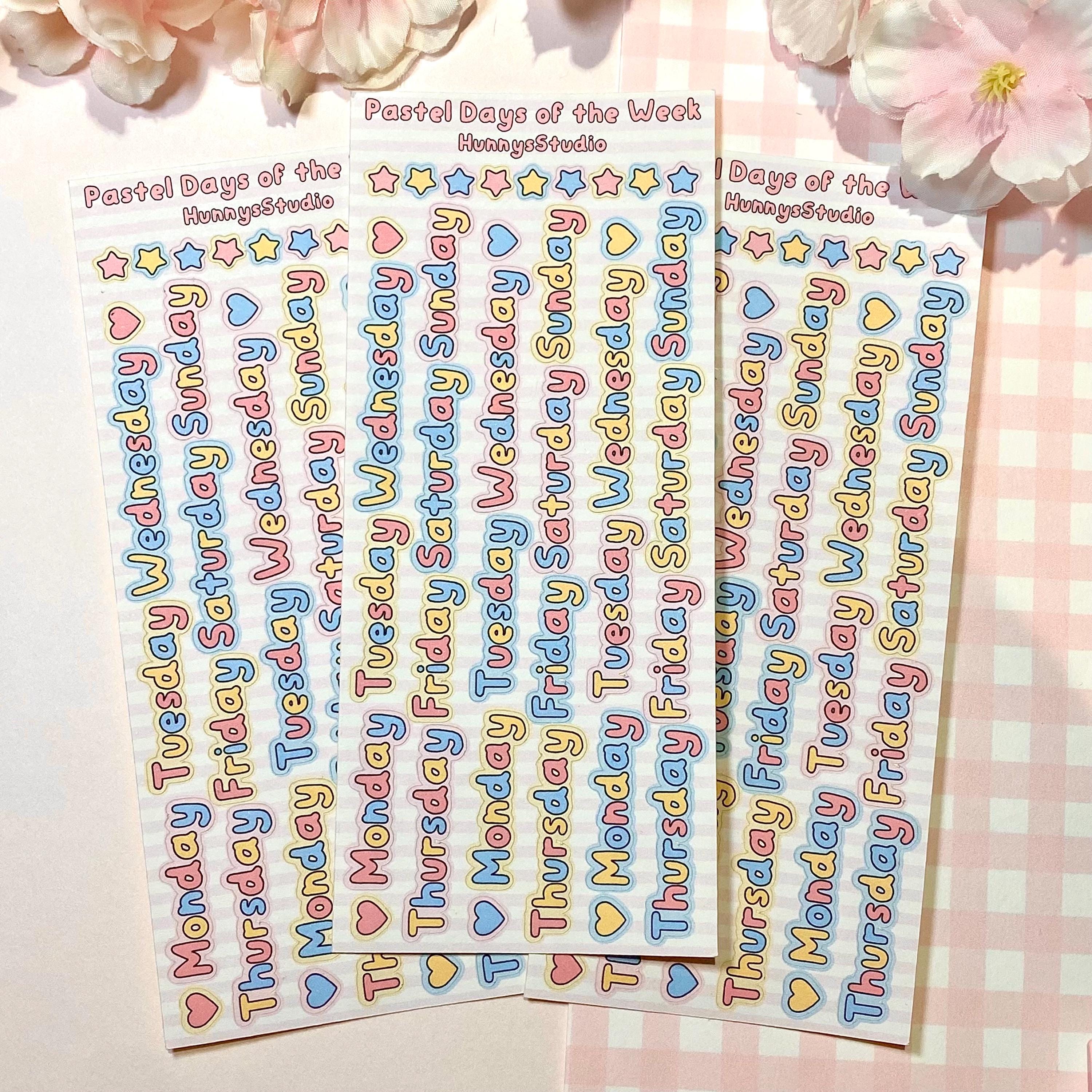 Pastel weekdays letter matte sticker sheet