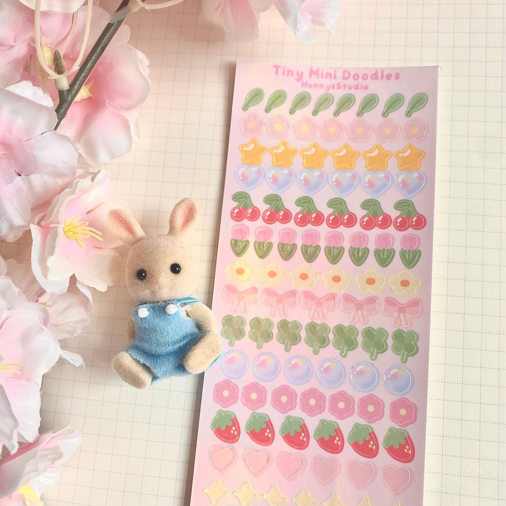 Tiny Mini doodles holographic vinyl sticker sheet