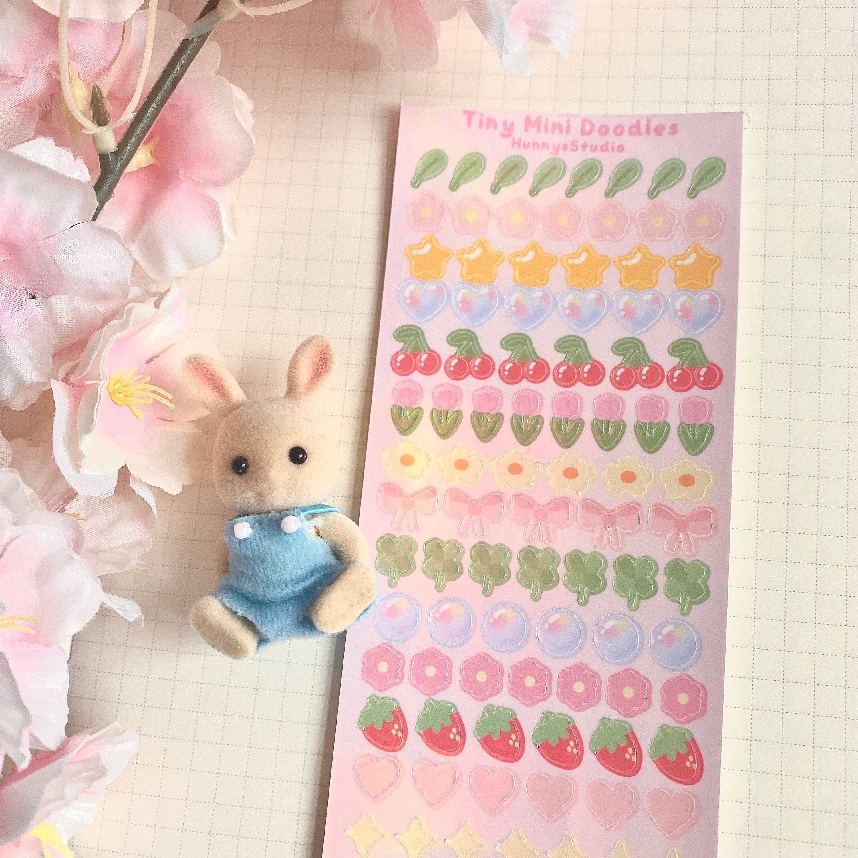 Tiny Mini doodles holographic vinyl sticker sheet