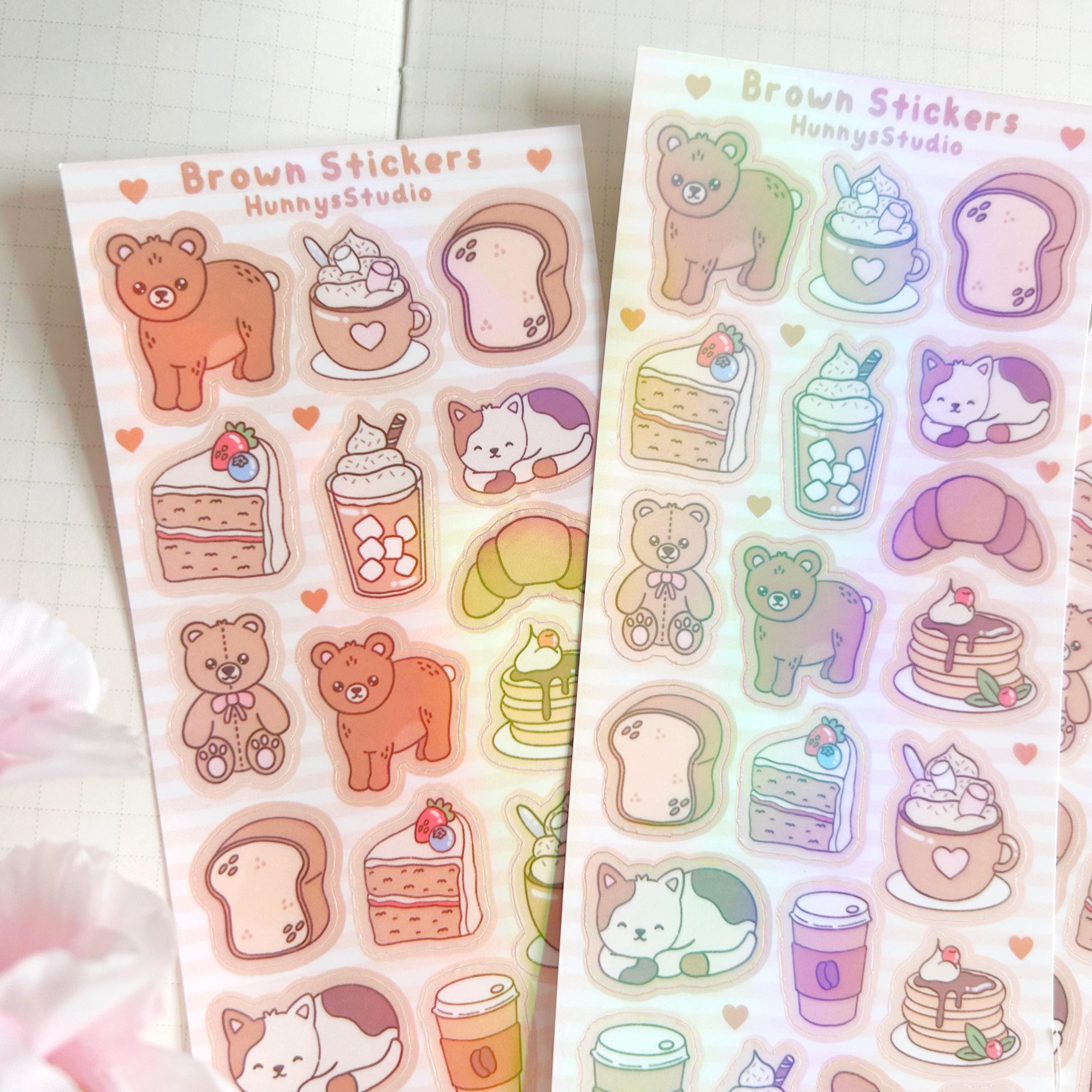 Brown stickers vinyl holographic sticker sheet