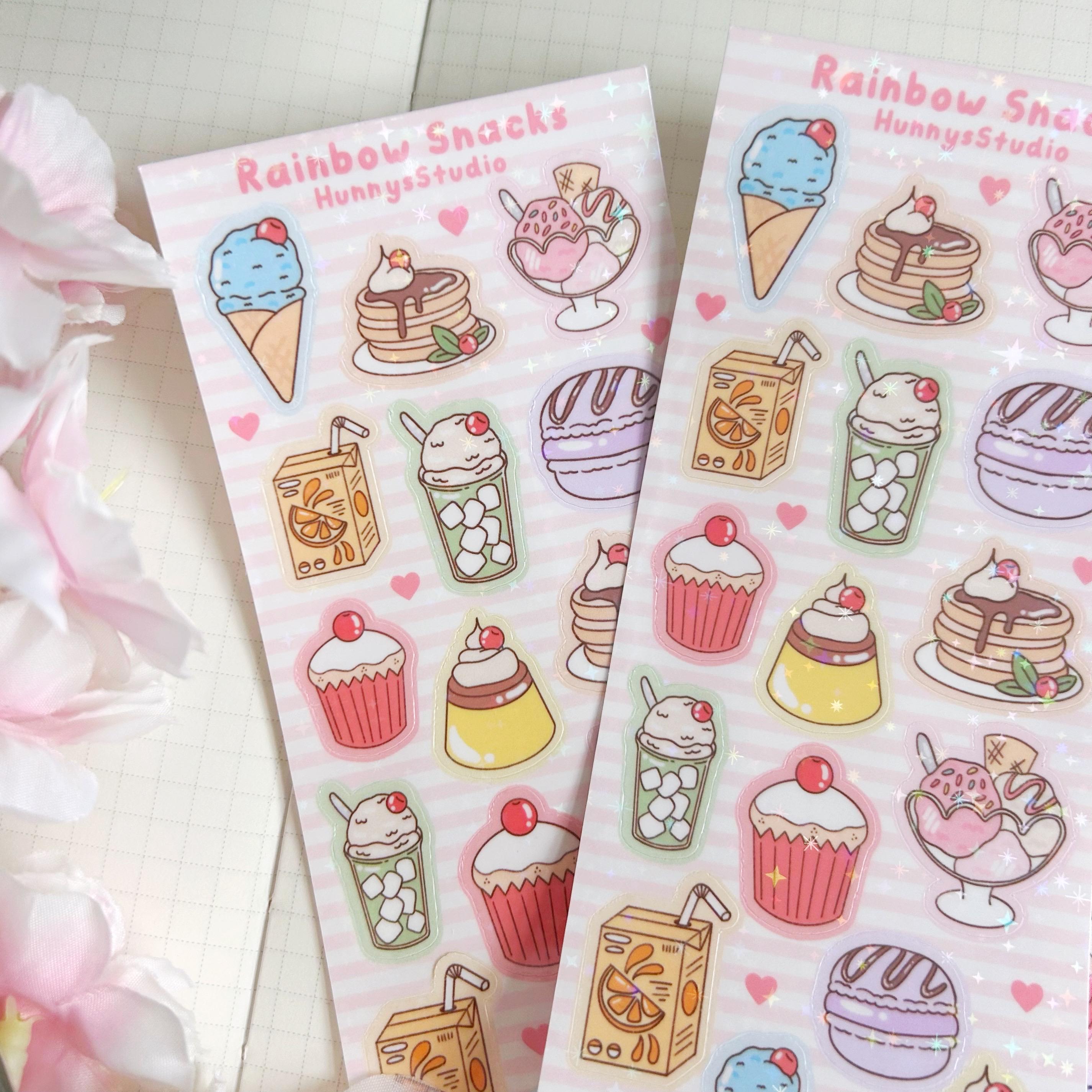 Rainbow snacks vinyl holographic sticker sheet