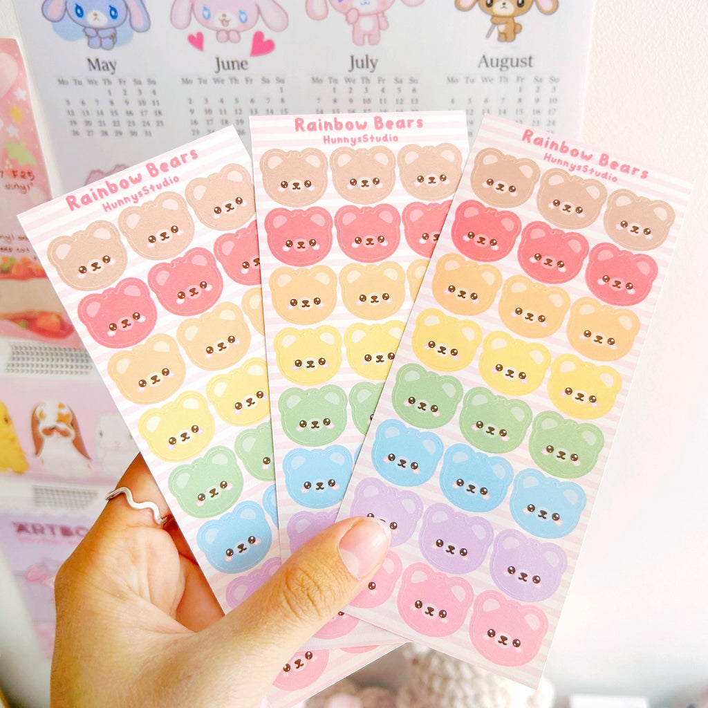 Rainbow bears matte sticker sheet