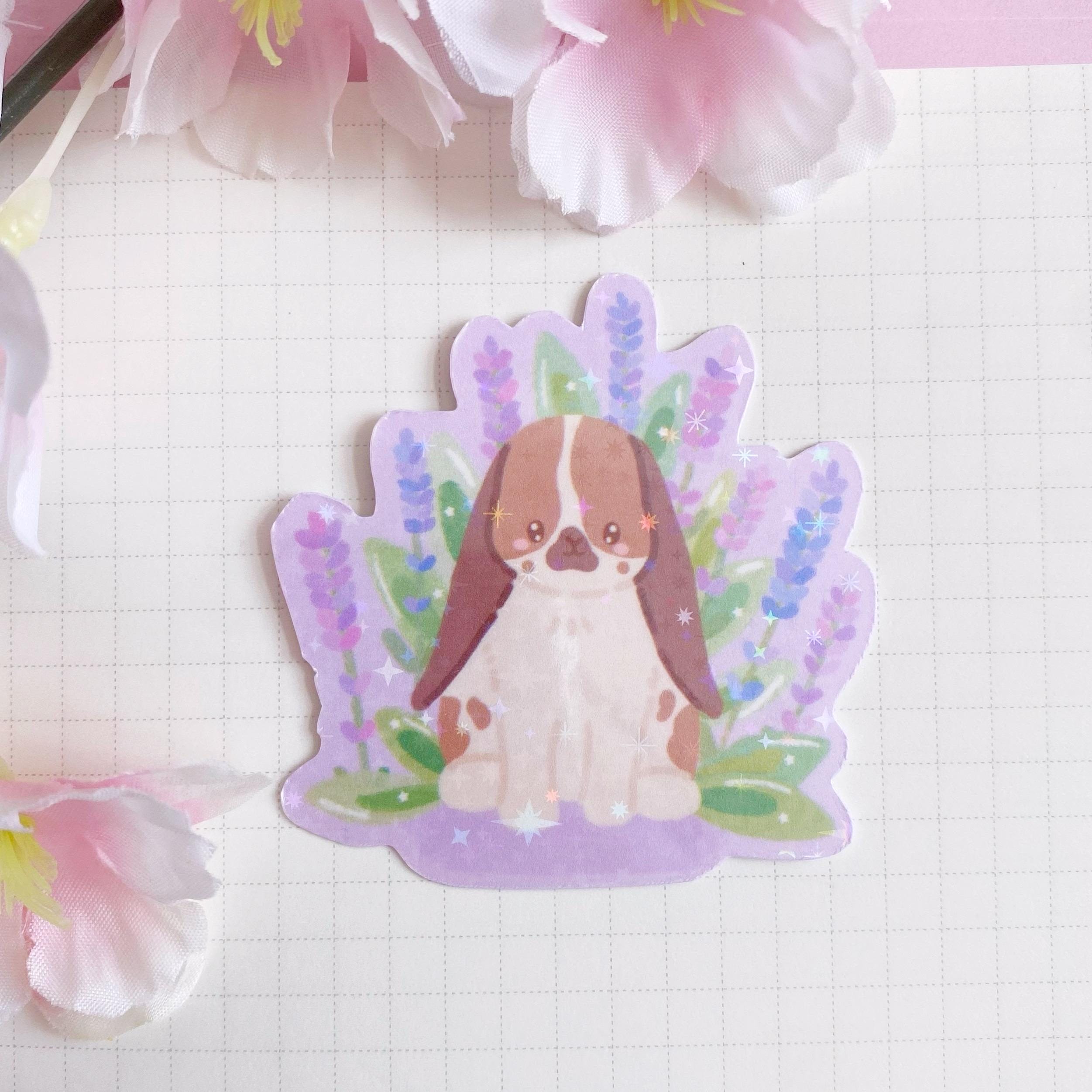 flower bunny die cut vinyl holographic sticker