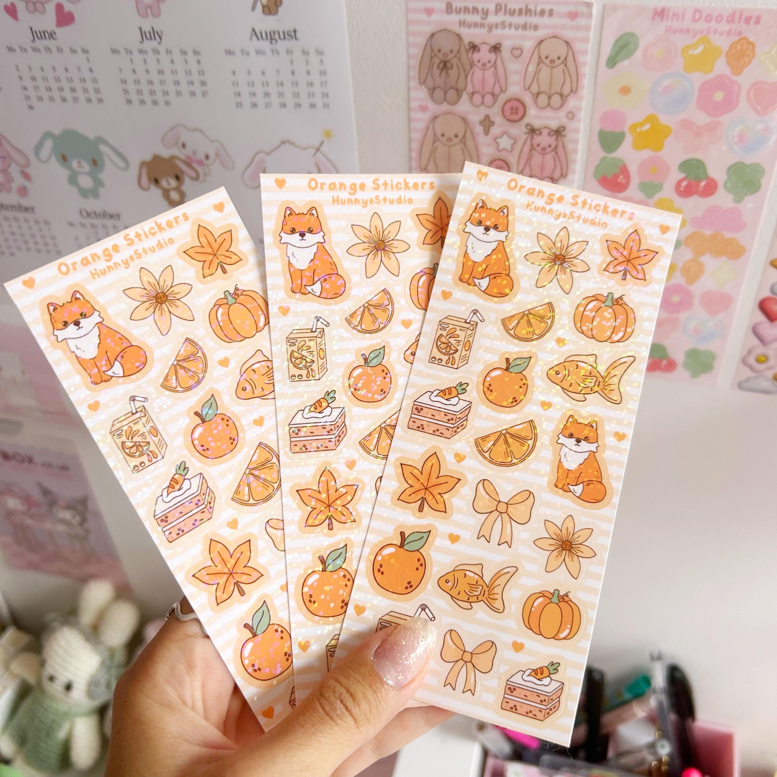 Orange stickers vinyl holographic sticker sheet