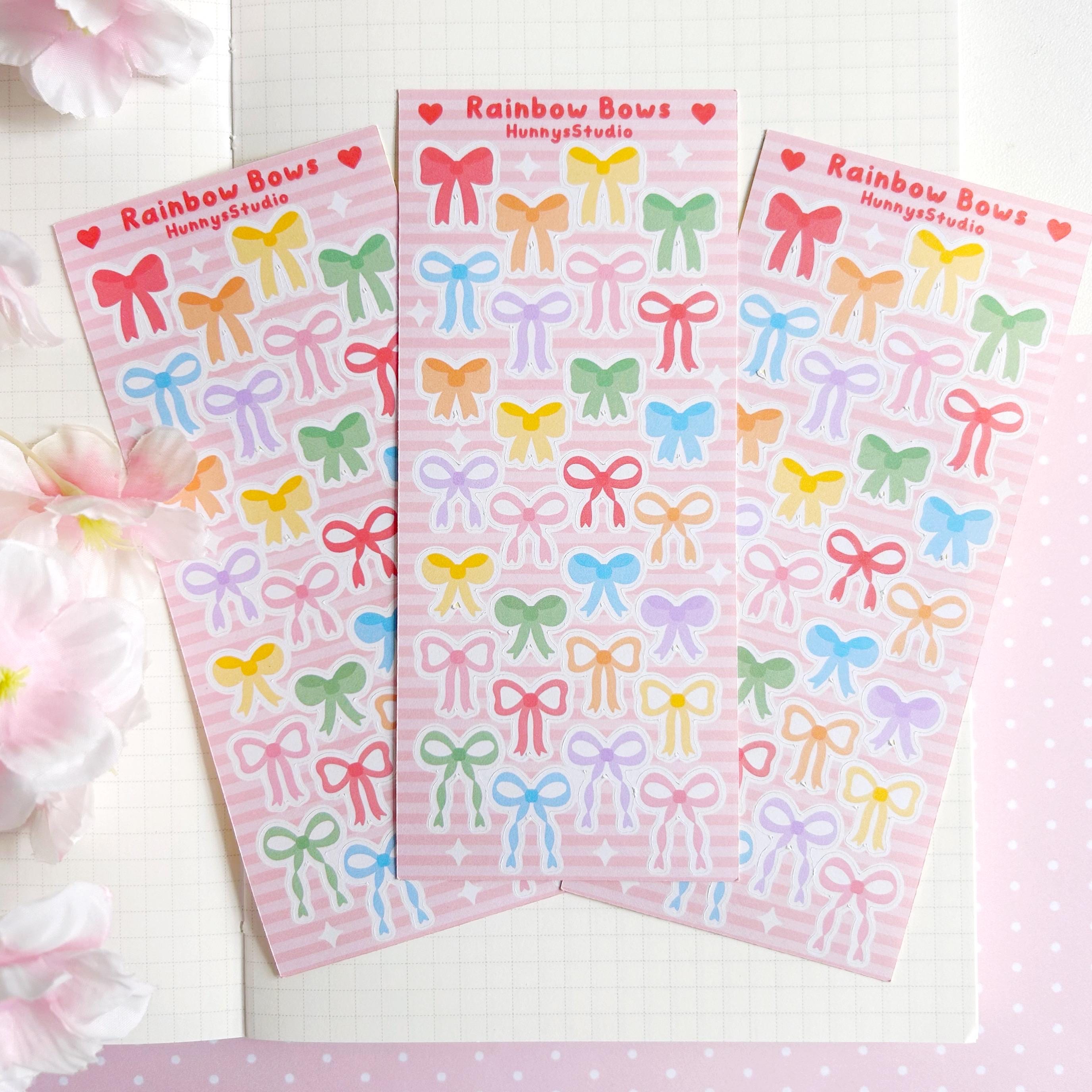Rainbow bows matte sticker sheet