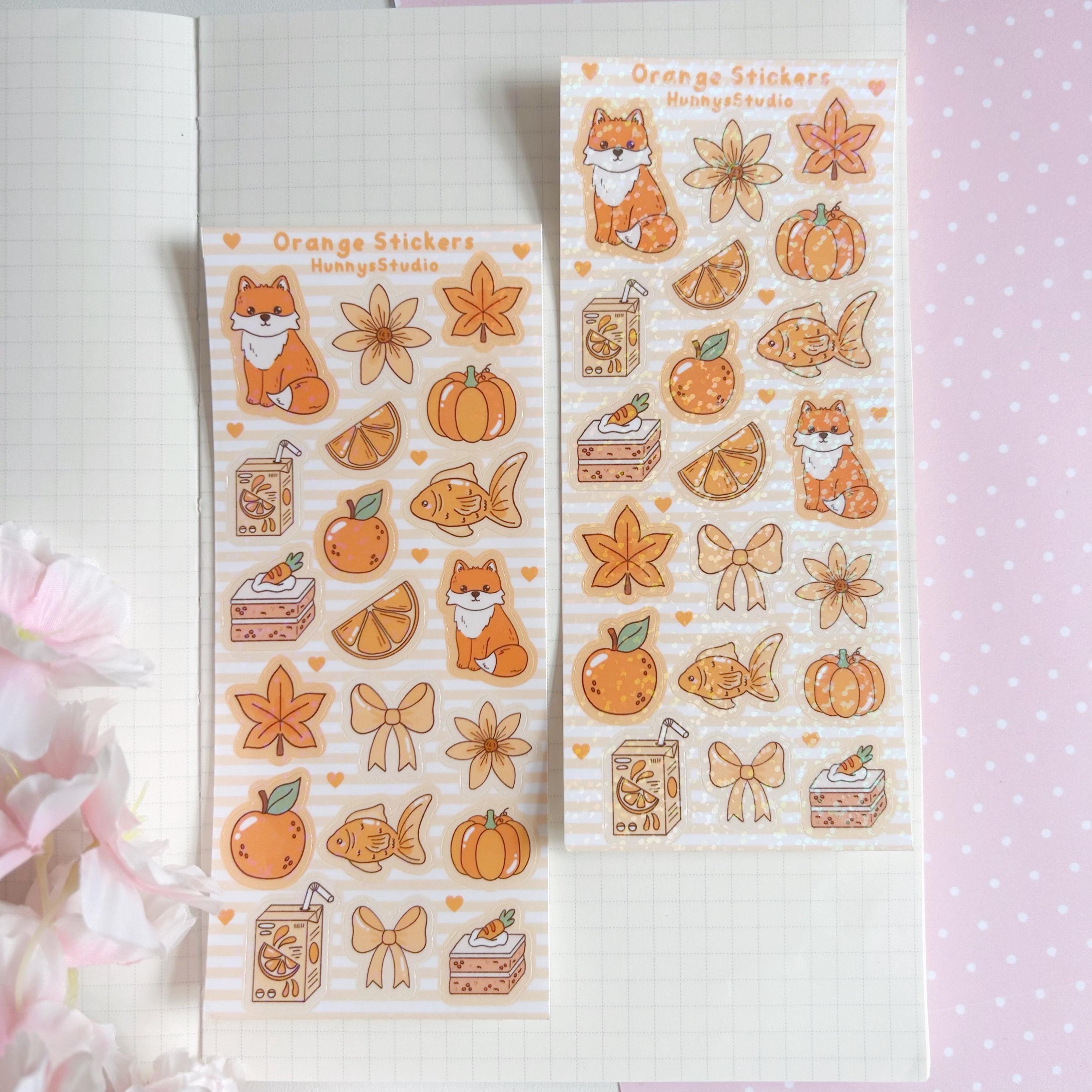 Orange stickers vinyl holographic sticker sheet