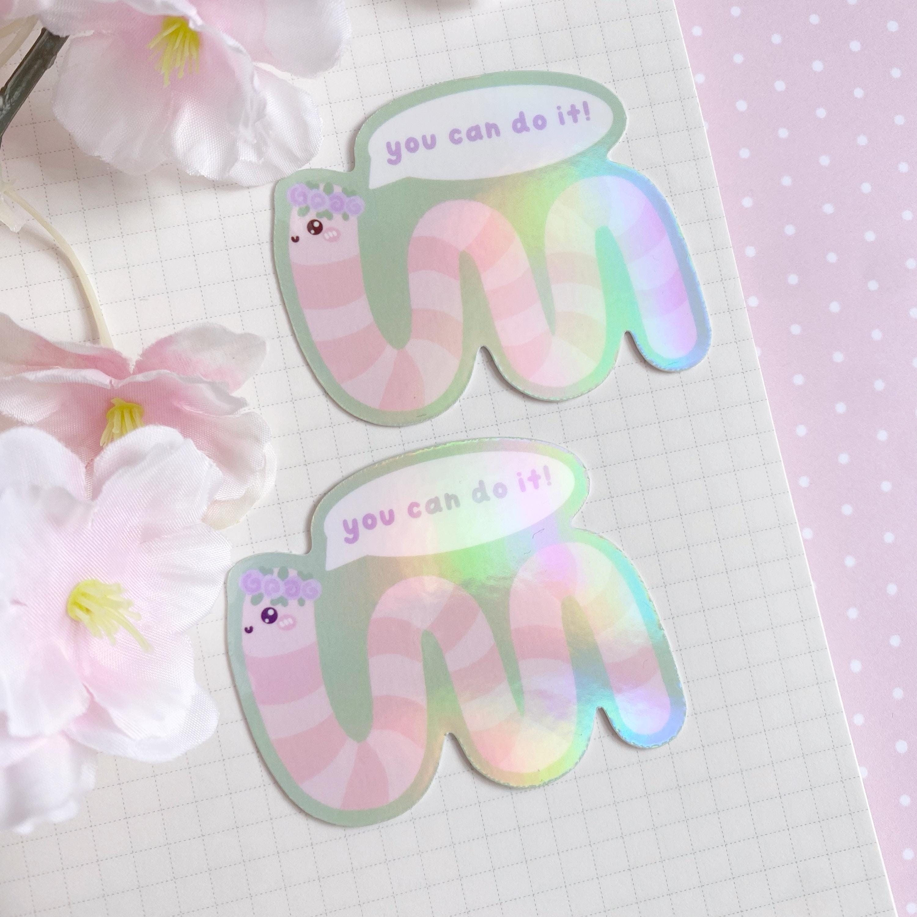 Wilbur worm you can do it die cut vinyl holo sticker