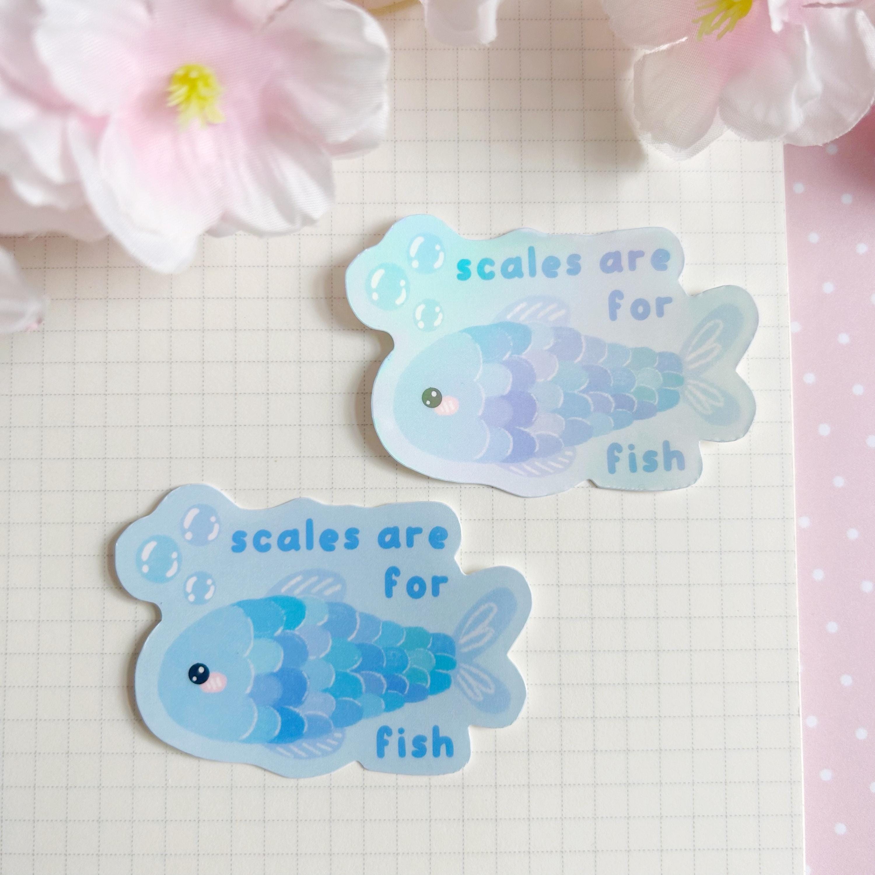scales are for fish die cut vinyl holographic sticker
