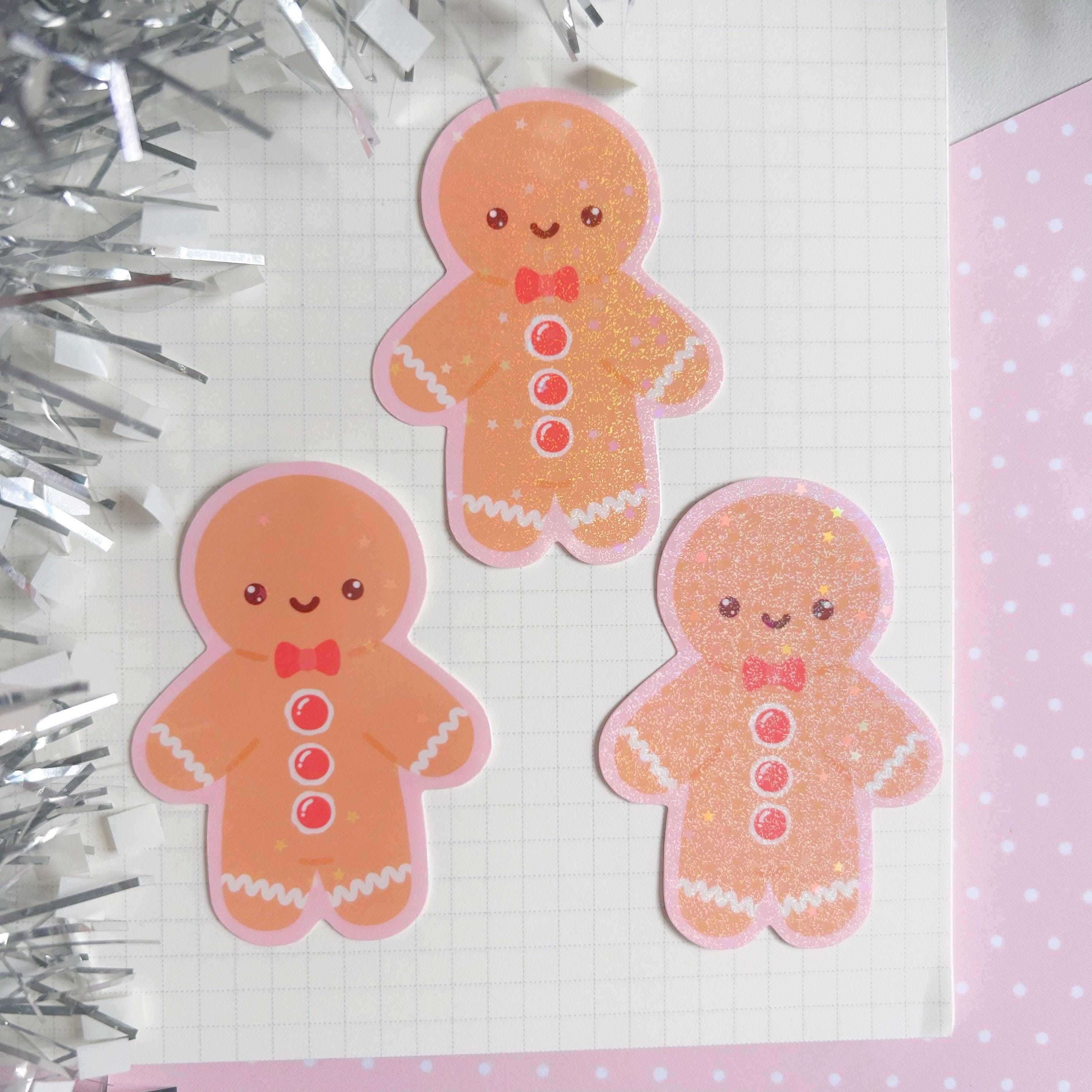 Gingerbread man die cut vinyl holo sticker