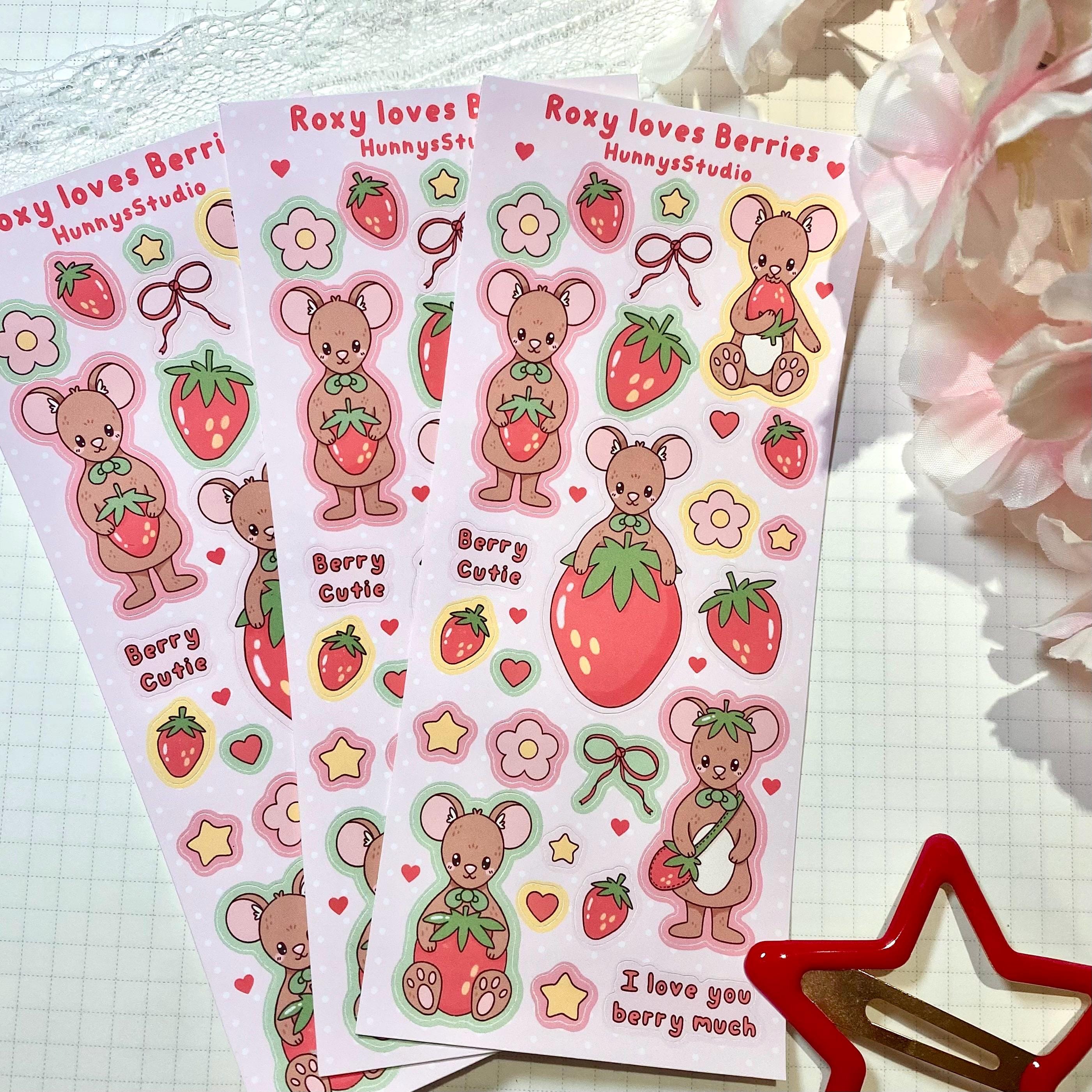 Roxy loves berries matte vinyl sticker sheet