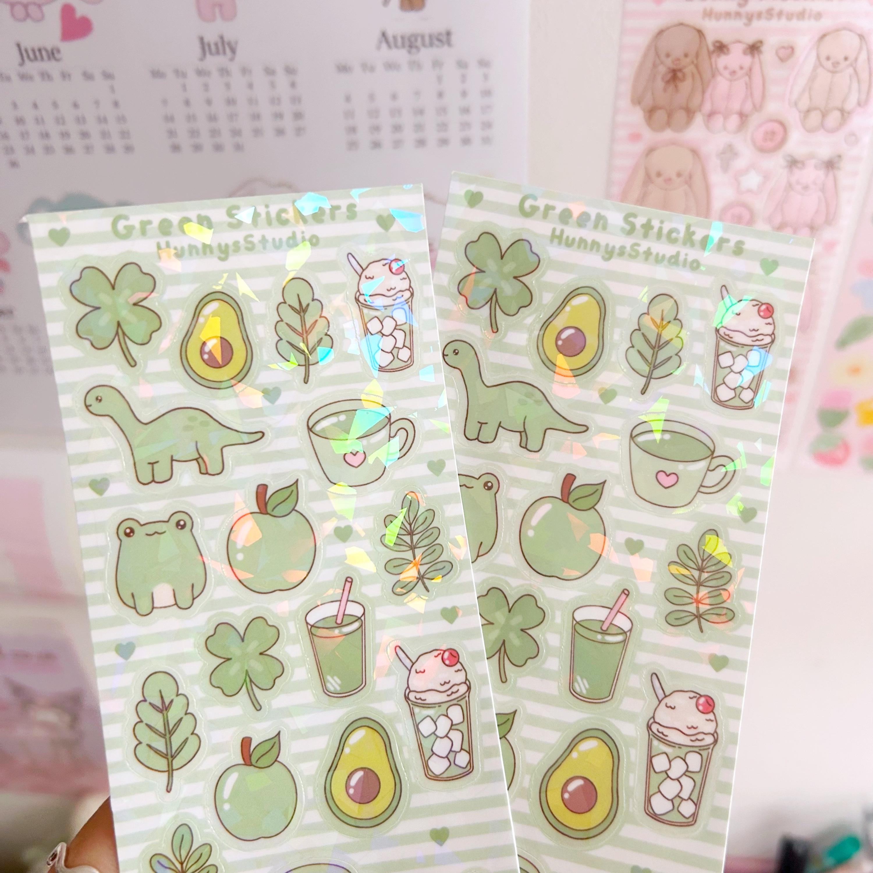 Green stickers vinyl holographic sticker sheet