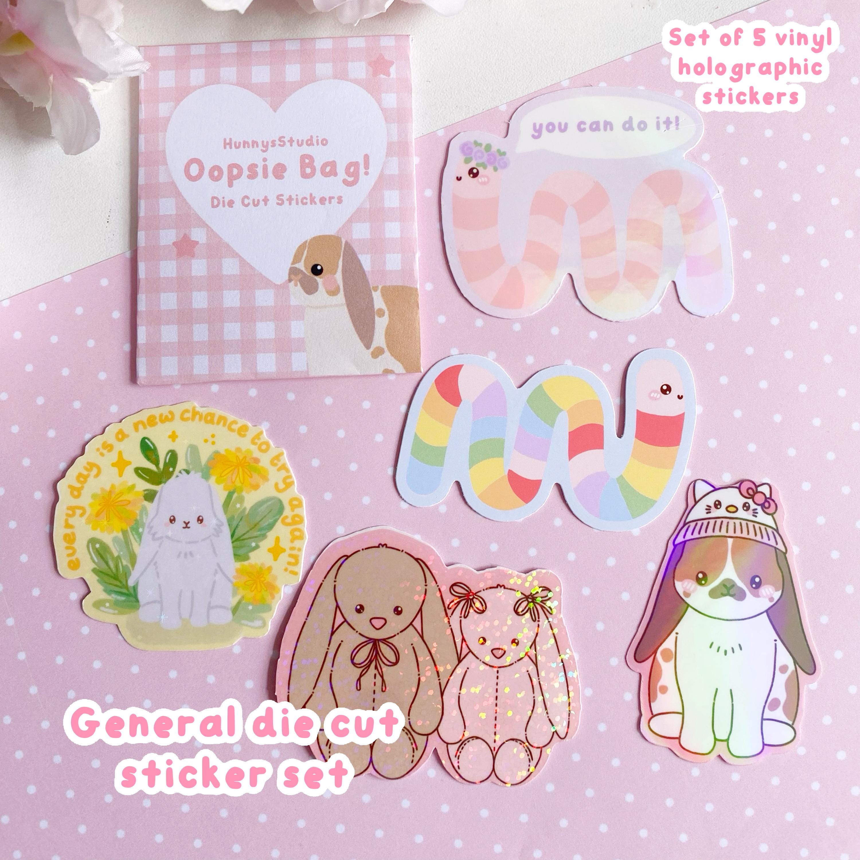 OOPSIE die cut sticker grab bag, B grade imperfect holographic vinyl die cut stickers.mental health stickers