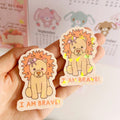 I am brave lion quote die cut vinyl holographic sticker