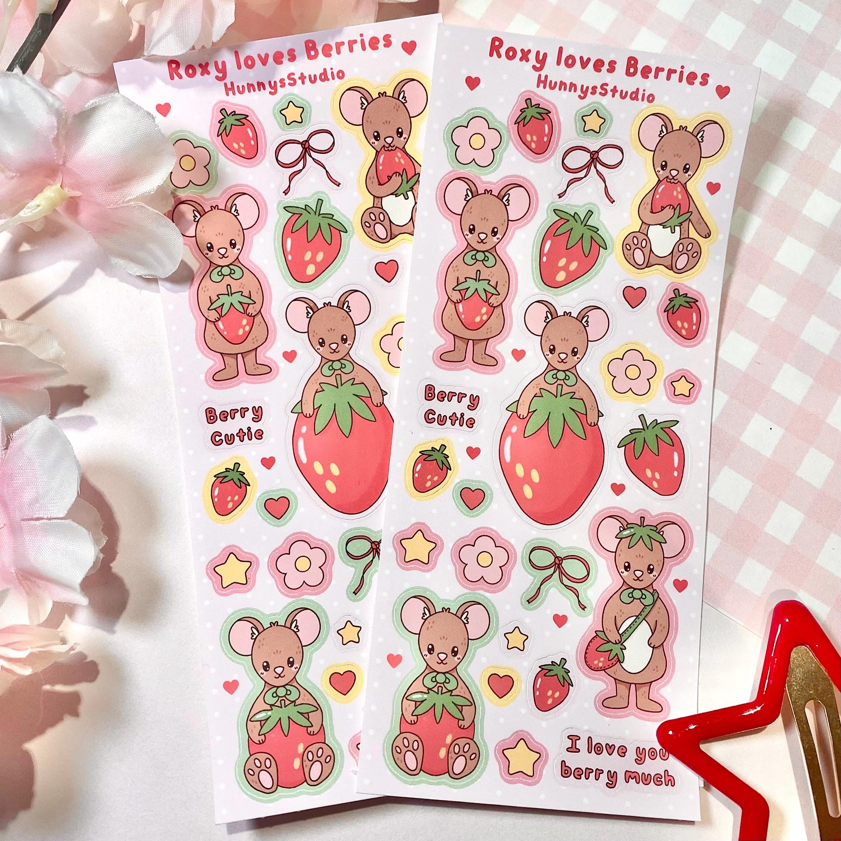 Roxy loves berries matte vinyl sticker sheet