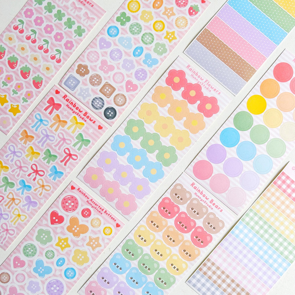 Assorted Rainbow buttons matte sticker sheet