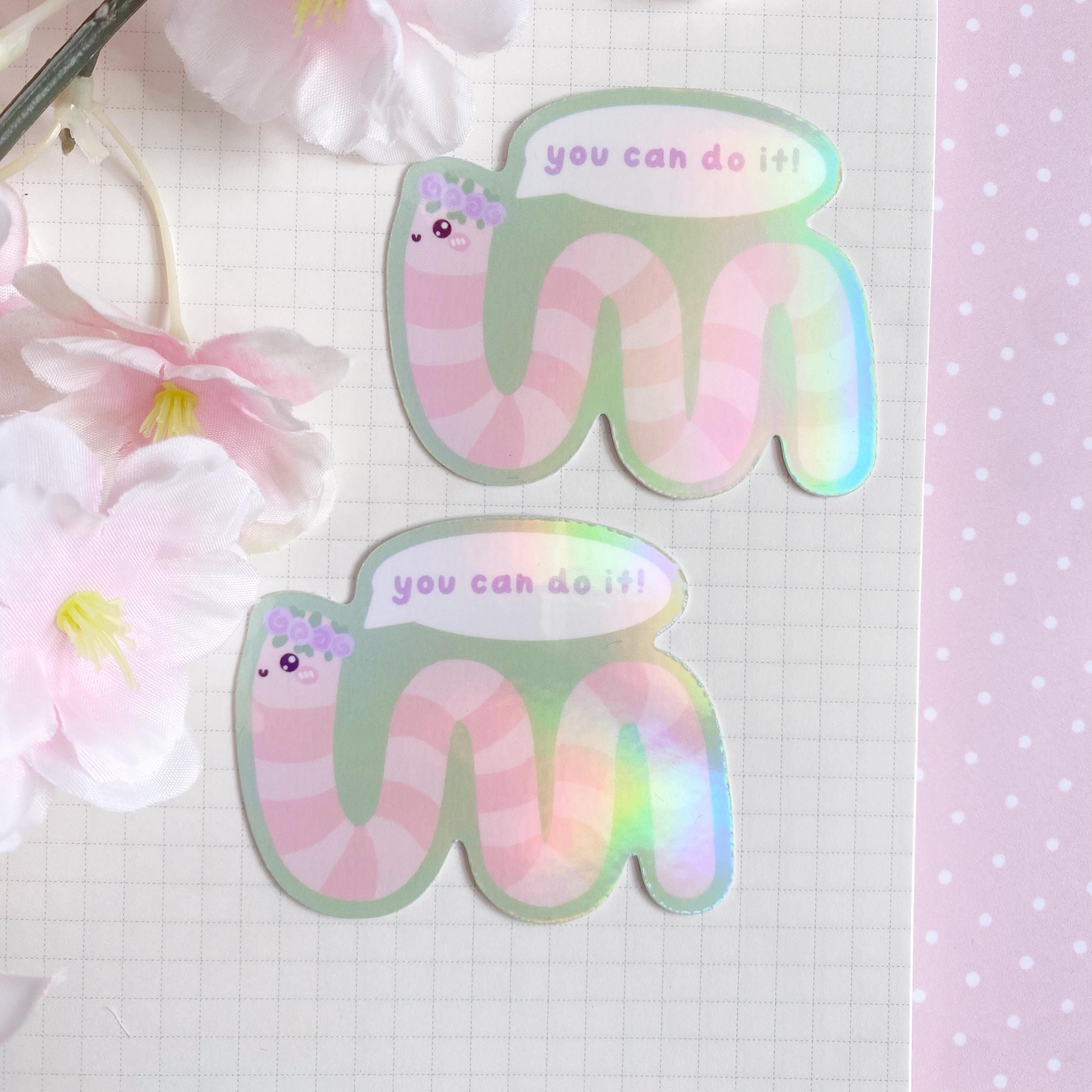 Wilbur worm you can do it die cut vinyl holo sticker