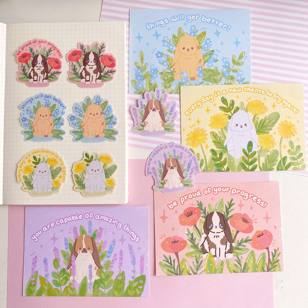 quote flower bunny die cut vinyl holographic sticker