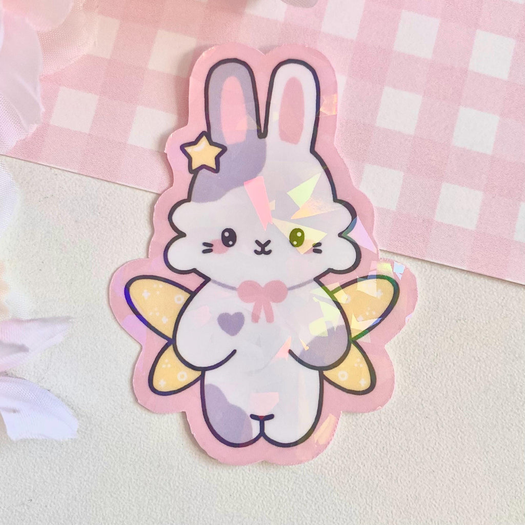 Star the bunny fairy die cut vinyl holographic sticker