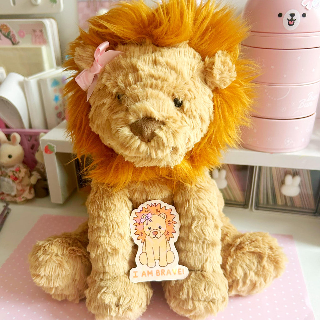 I am brave lion quote die cut vinyl holographic sticker
