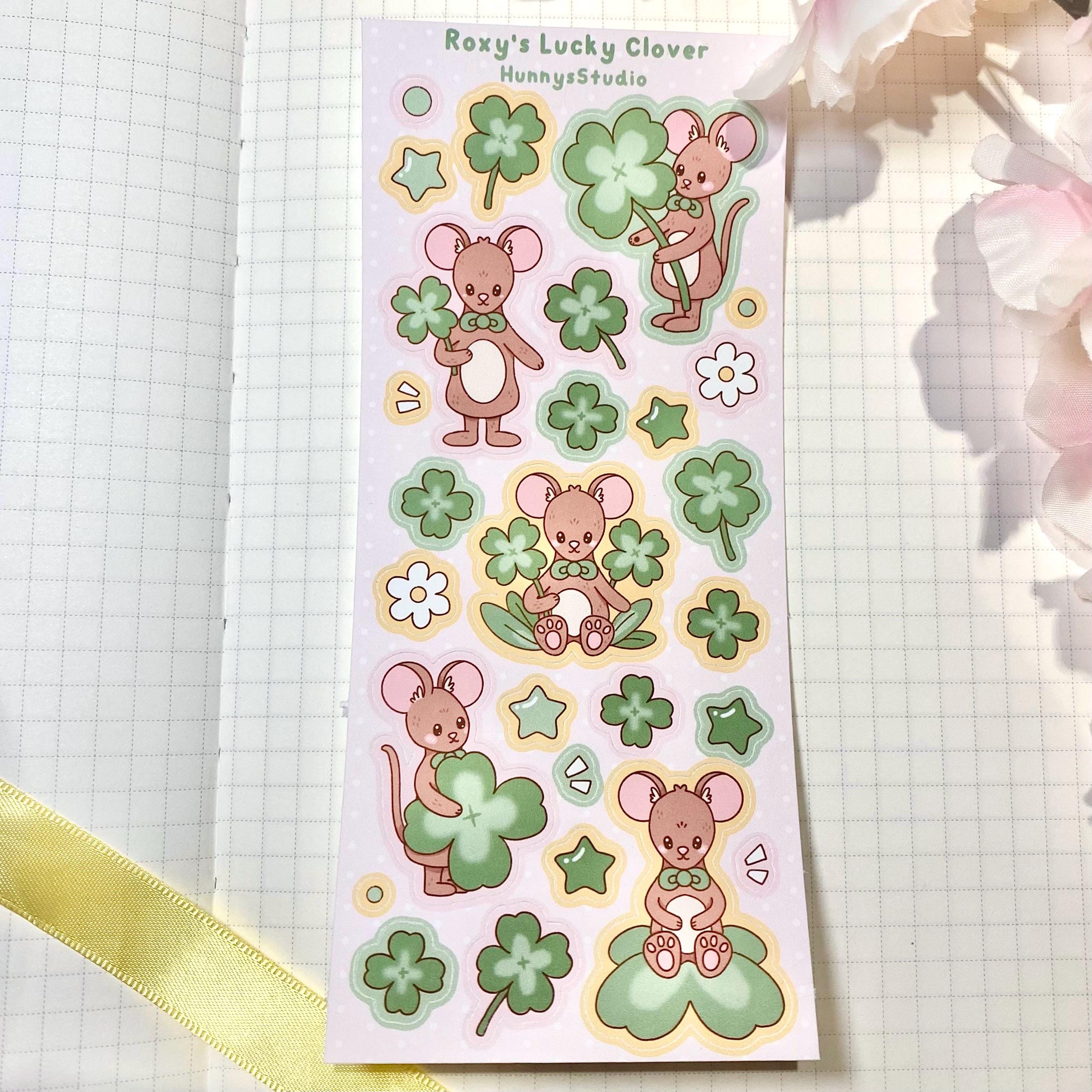 Roxy's lucky clover matte vinyl sticker sheet