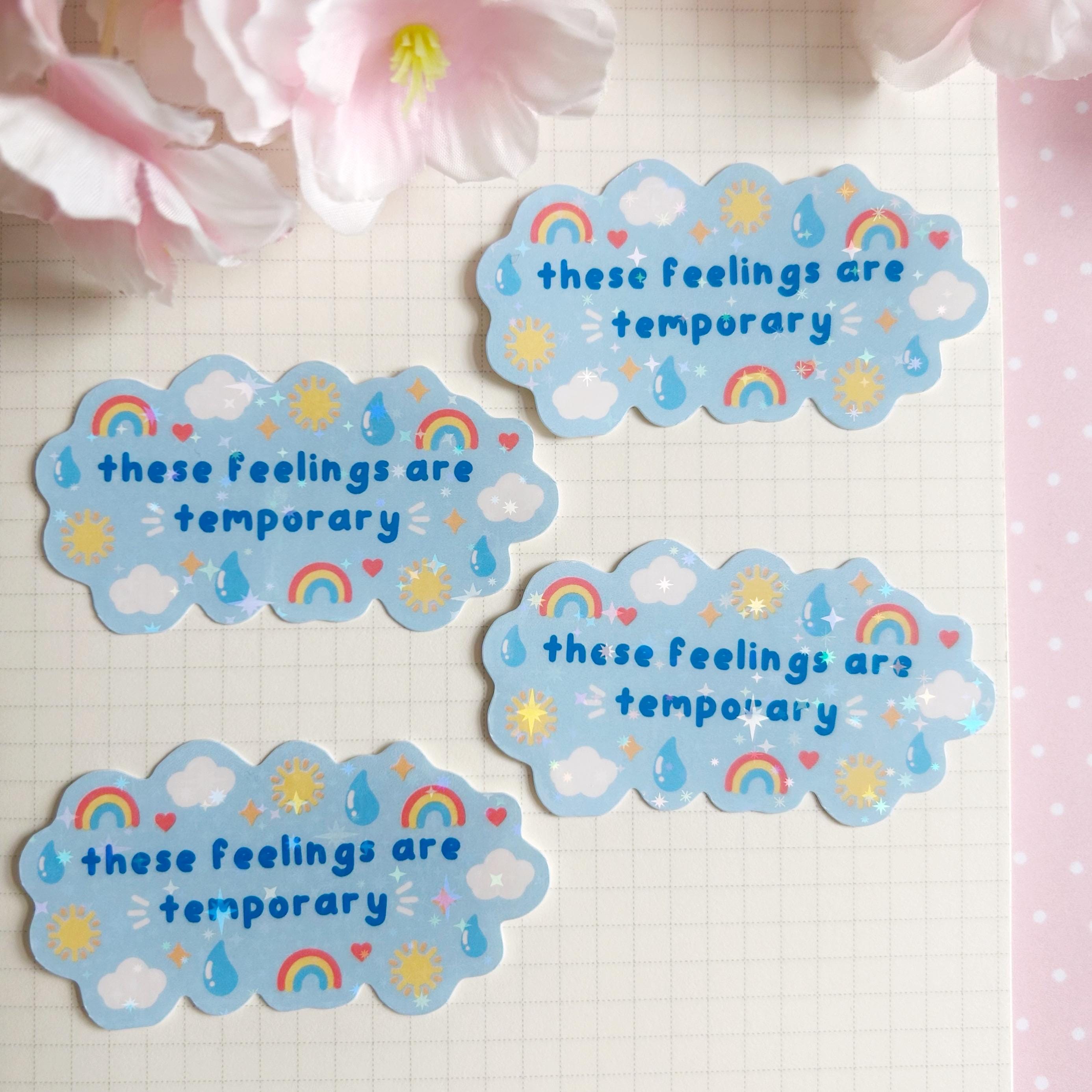 Blue feelings quote die cut vinyl holo sticker