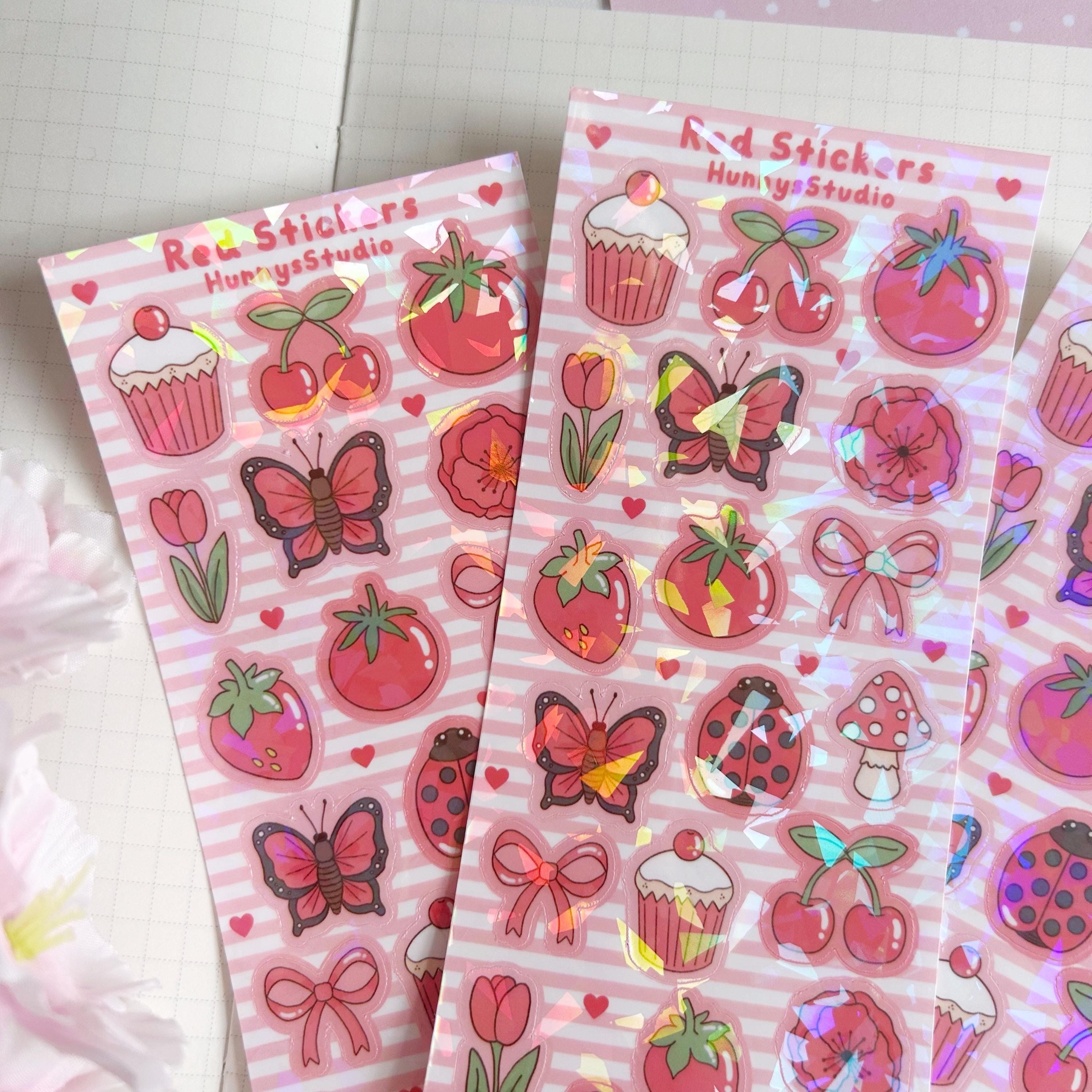 Red stickers vinyl holographic sticker sheet