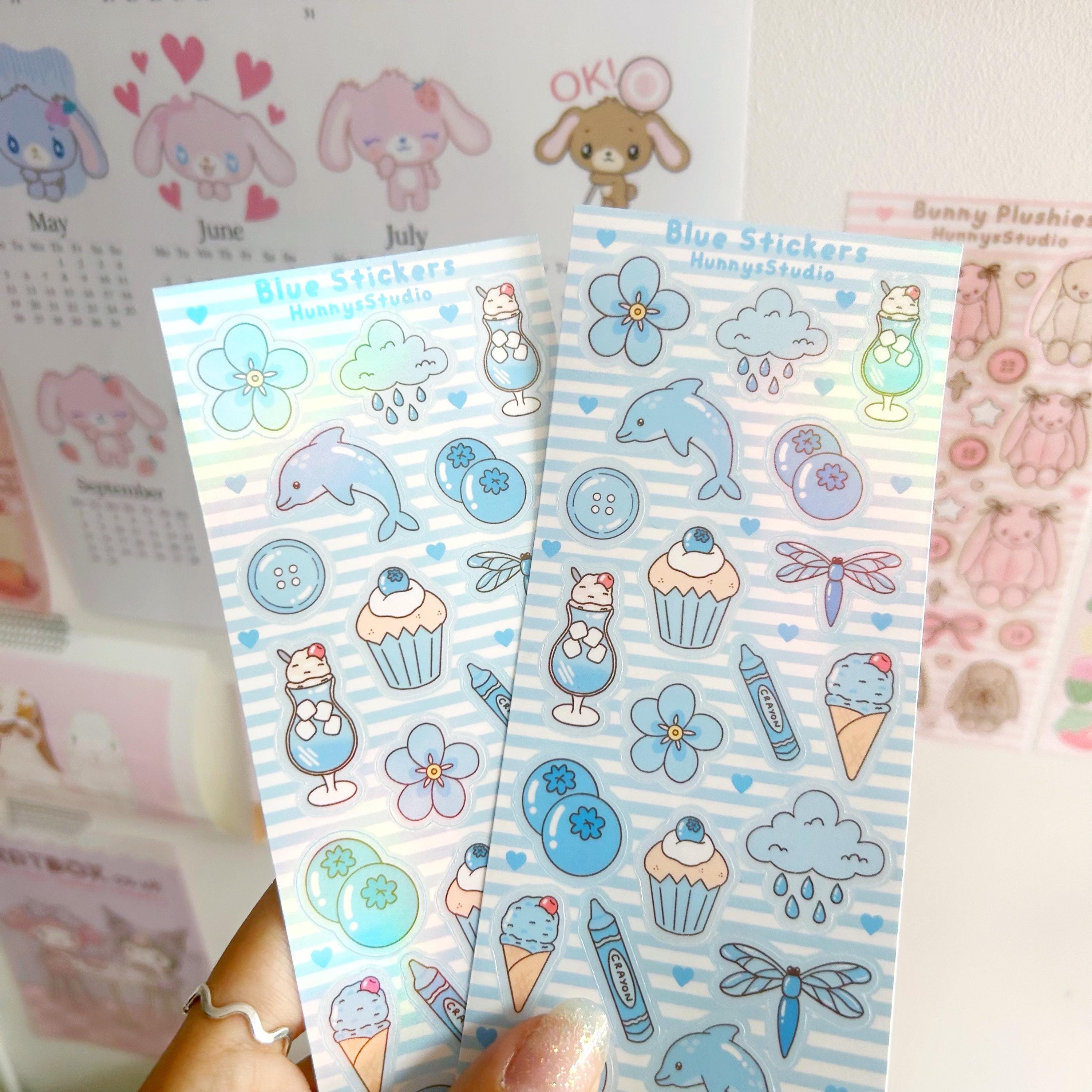 Blue stickers vinyl holographic sticker sheet