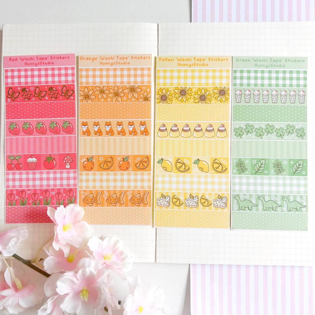 Rainbow ‘washi tape’ matte sticker sheets