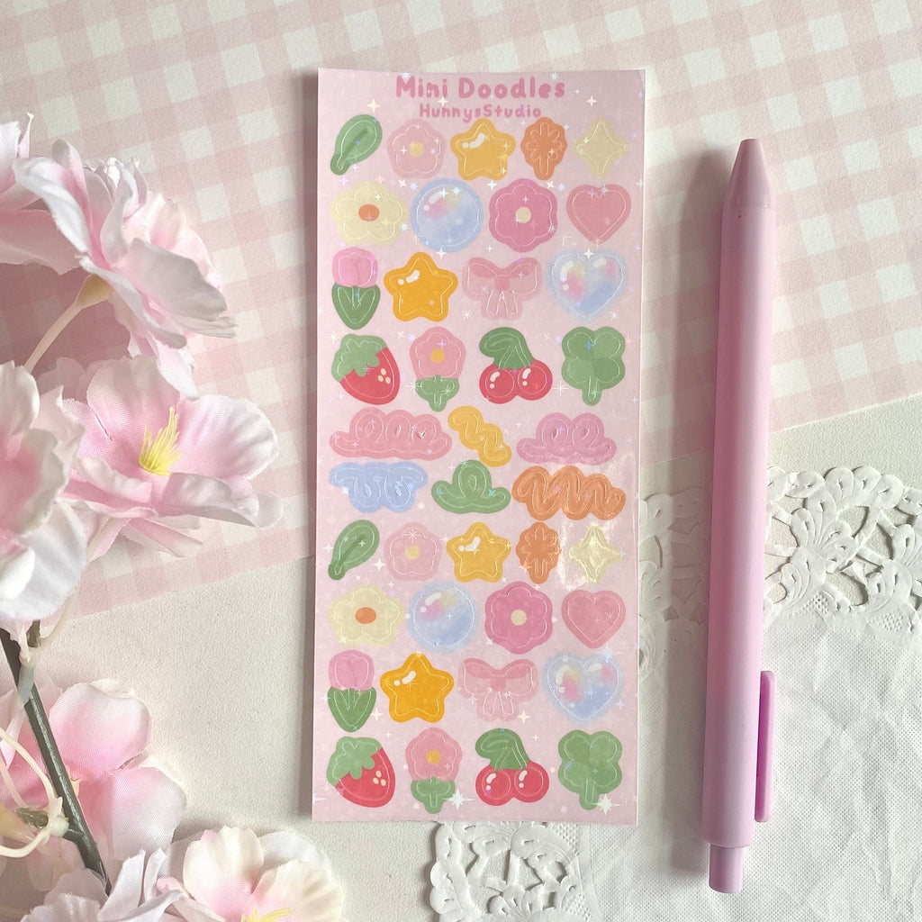 Mini doodle holographic vinyl sticker sheet
