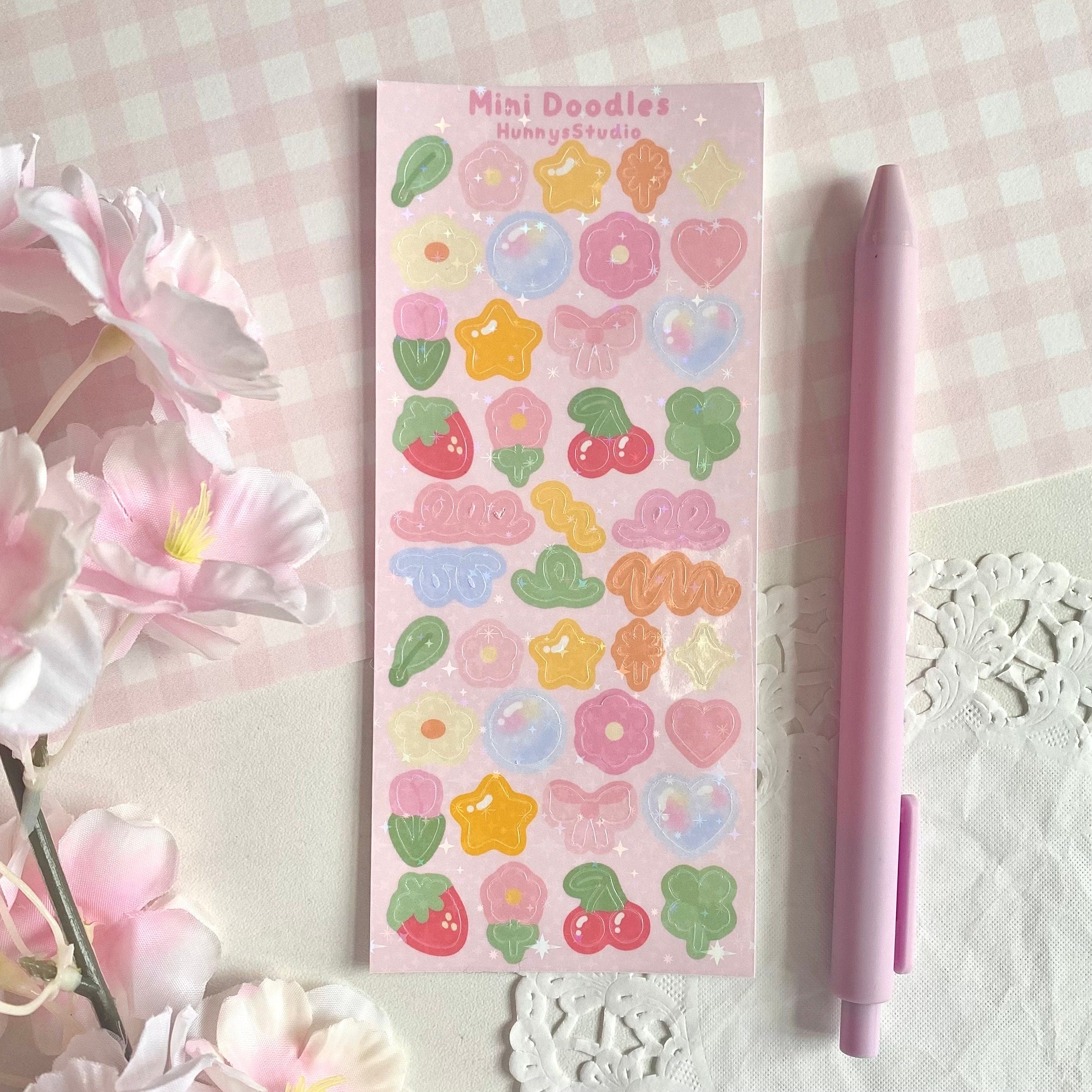 Mini doodle holographic vinyl sticker sheet