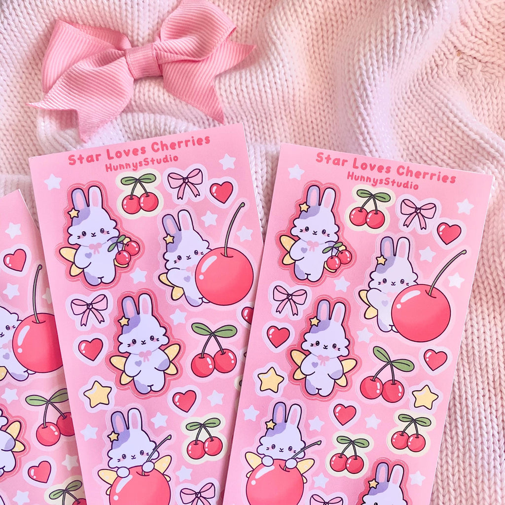 Star loves cherries matte vinyl sticker sheet