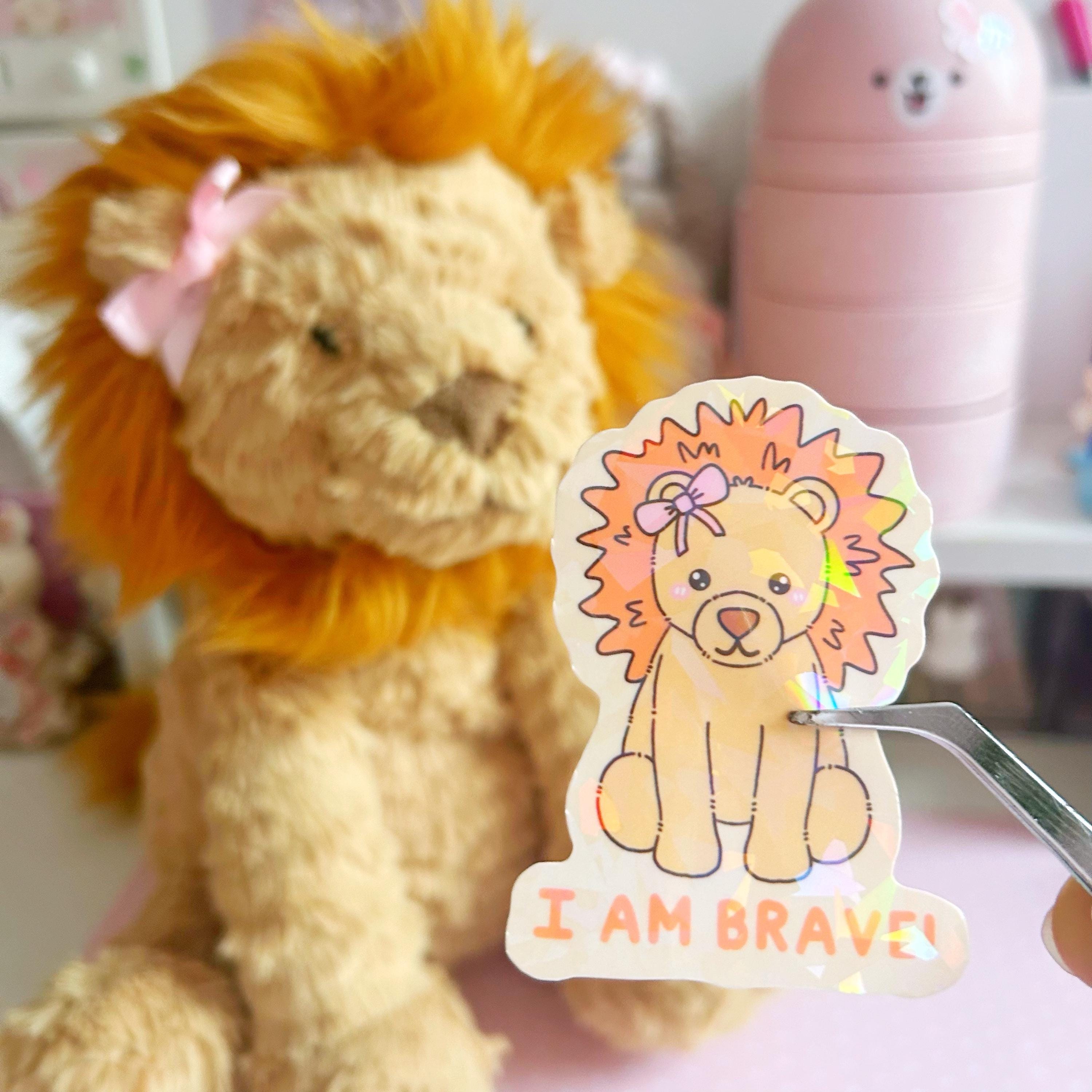 I am brave lion quote die cut vinyl holographic sticker