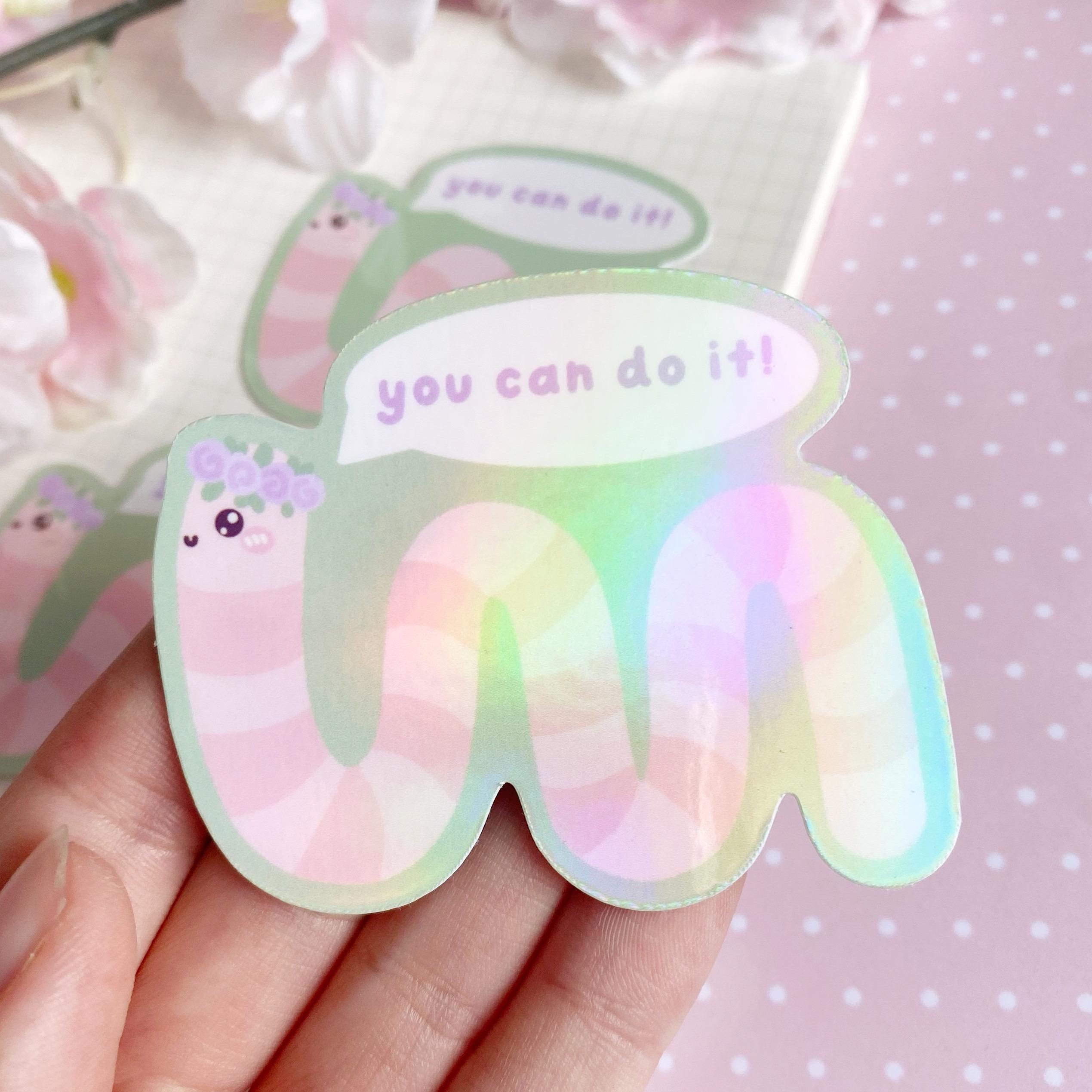 Wilbur worm you can do it die cut vinyl holo sticker