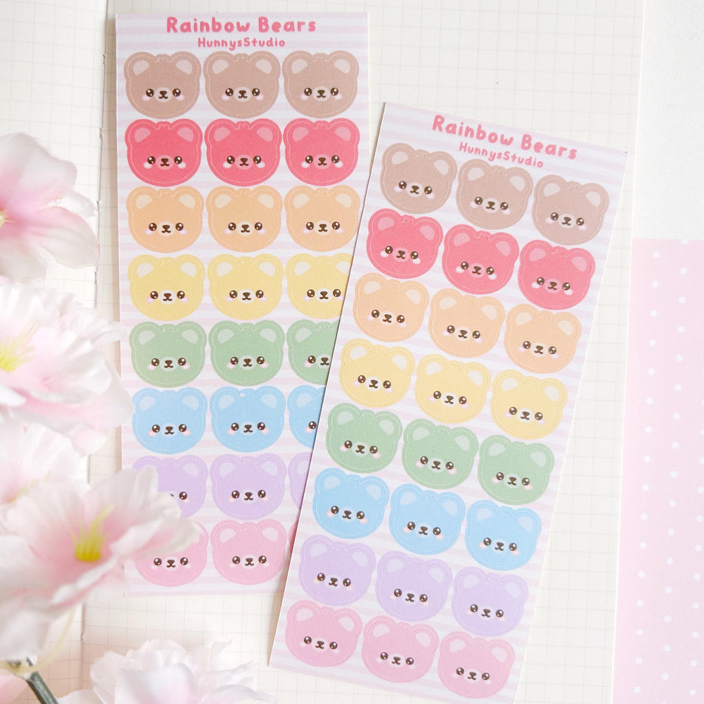 Rainbow bears matte sticker sheet