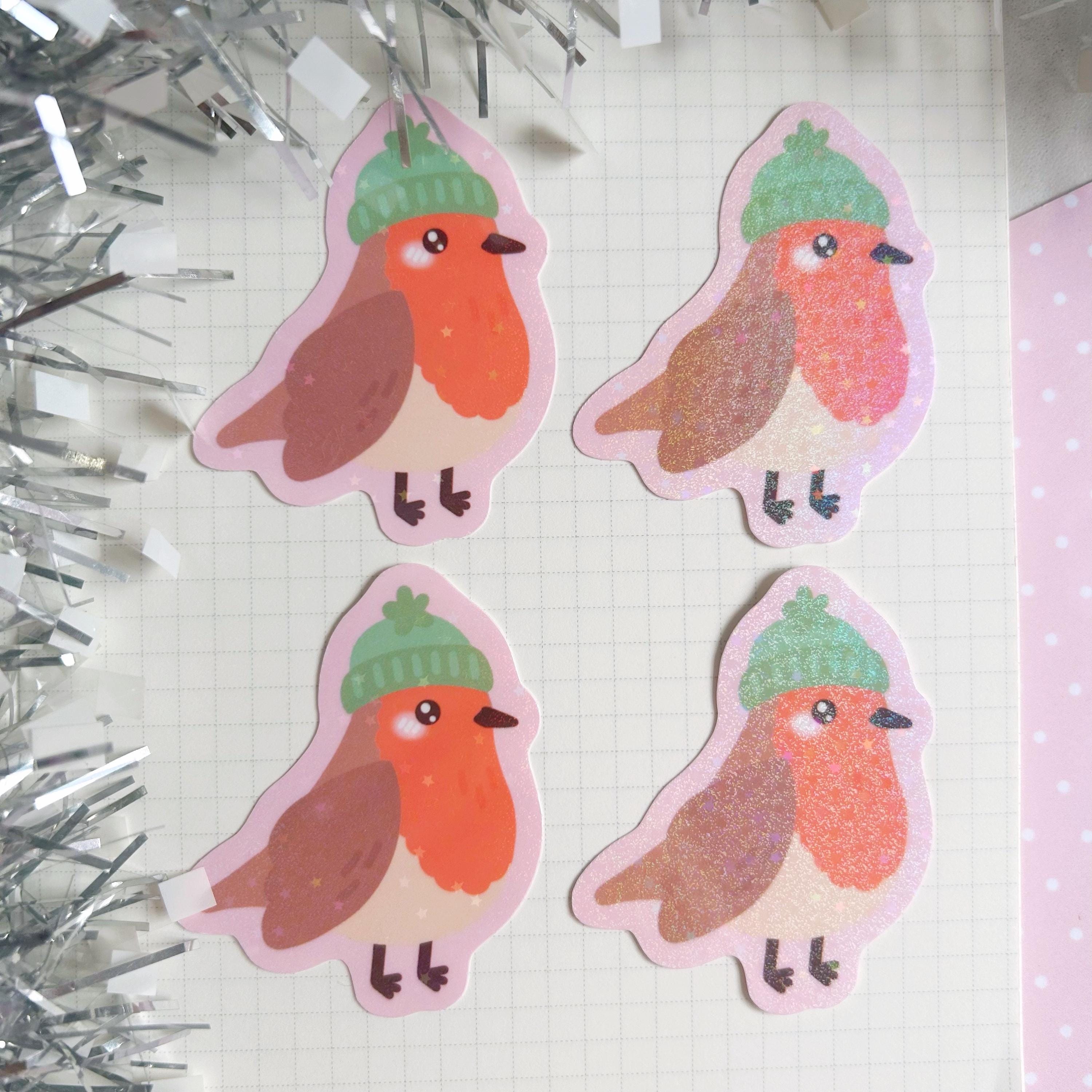 Robin die cut vinyl holographic sticker