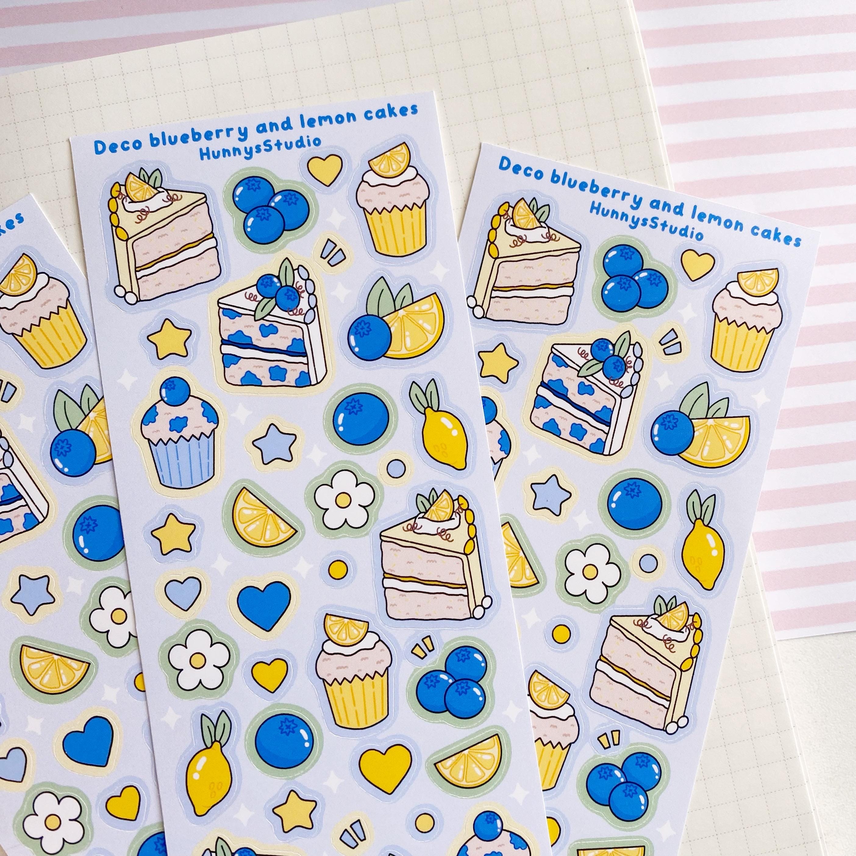 Deco Blueberry and lemon cakes matte vinyl sticker sheet