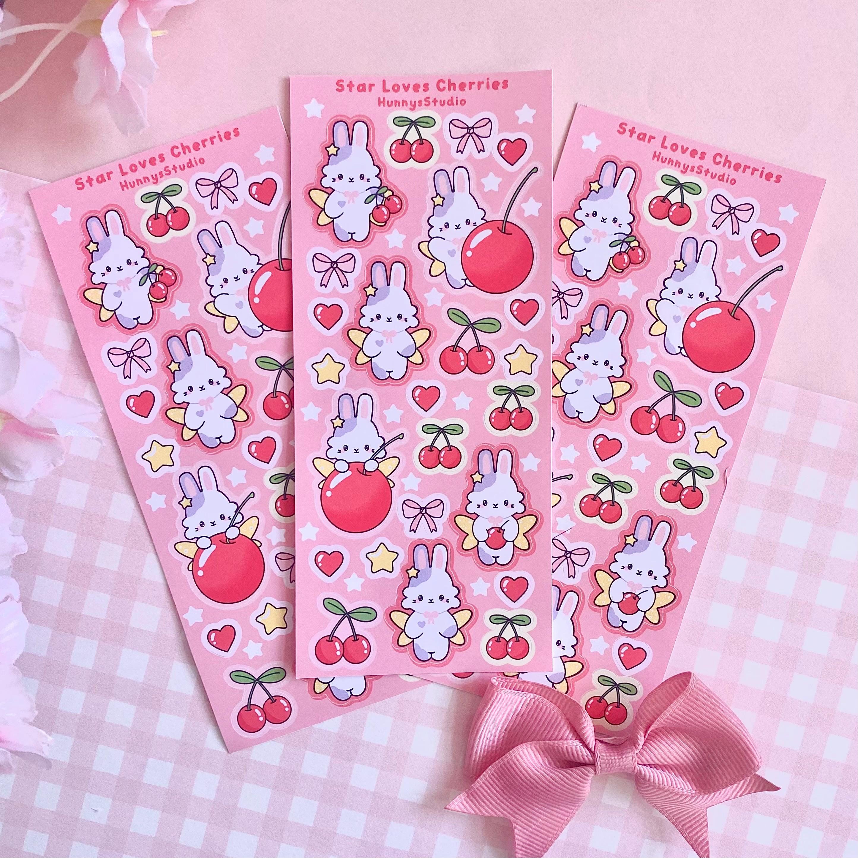 Star loves cherries matte vinyl sticker sheet