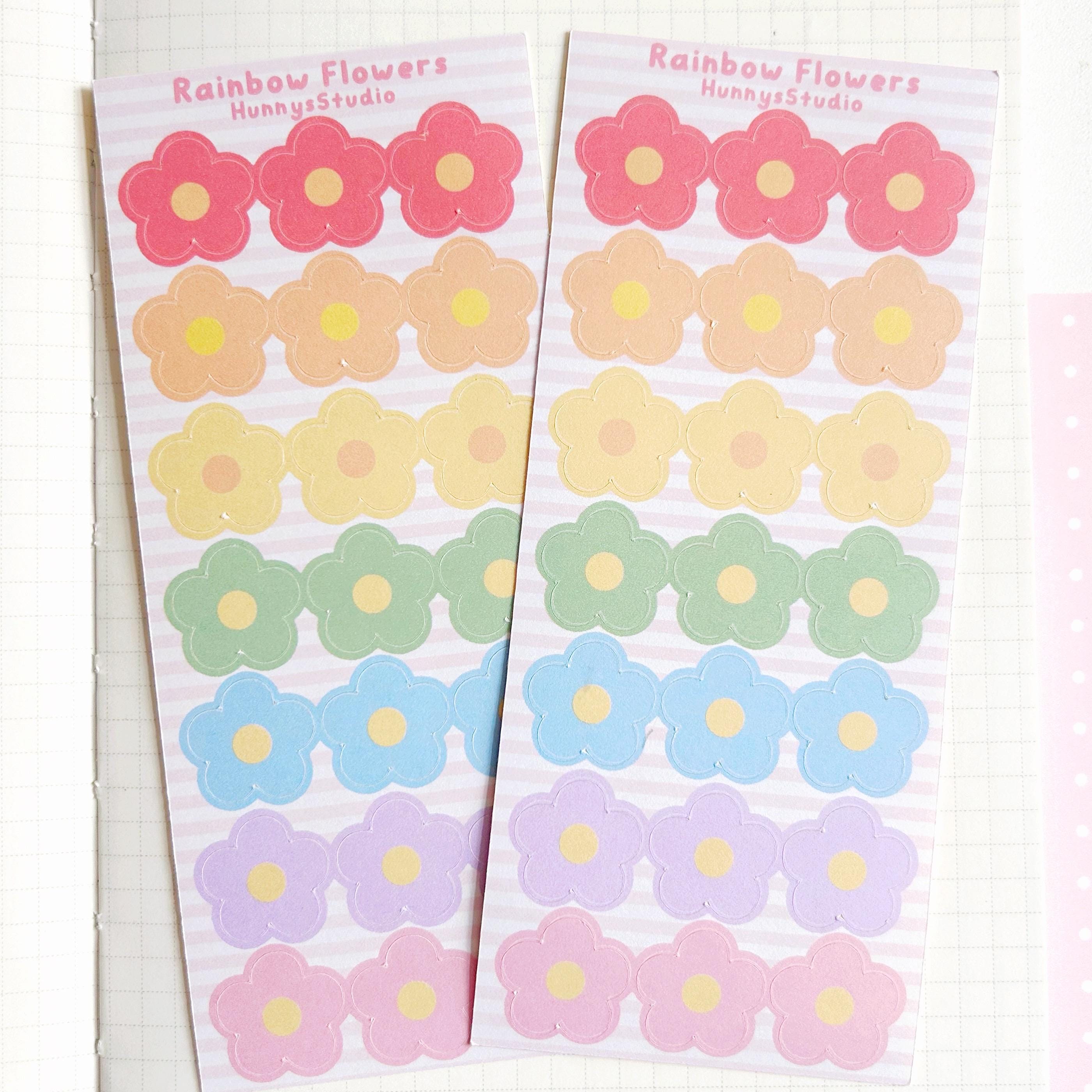 Rainbow flowers matte sticker sheet