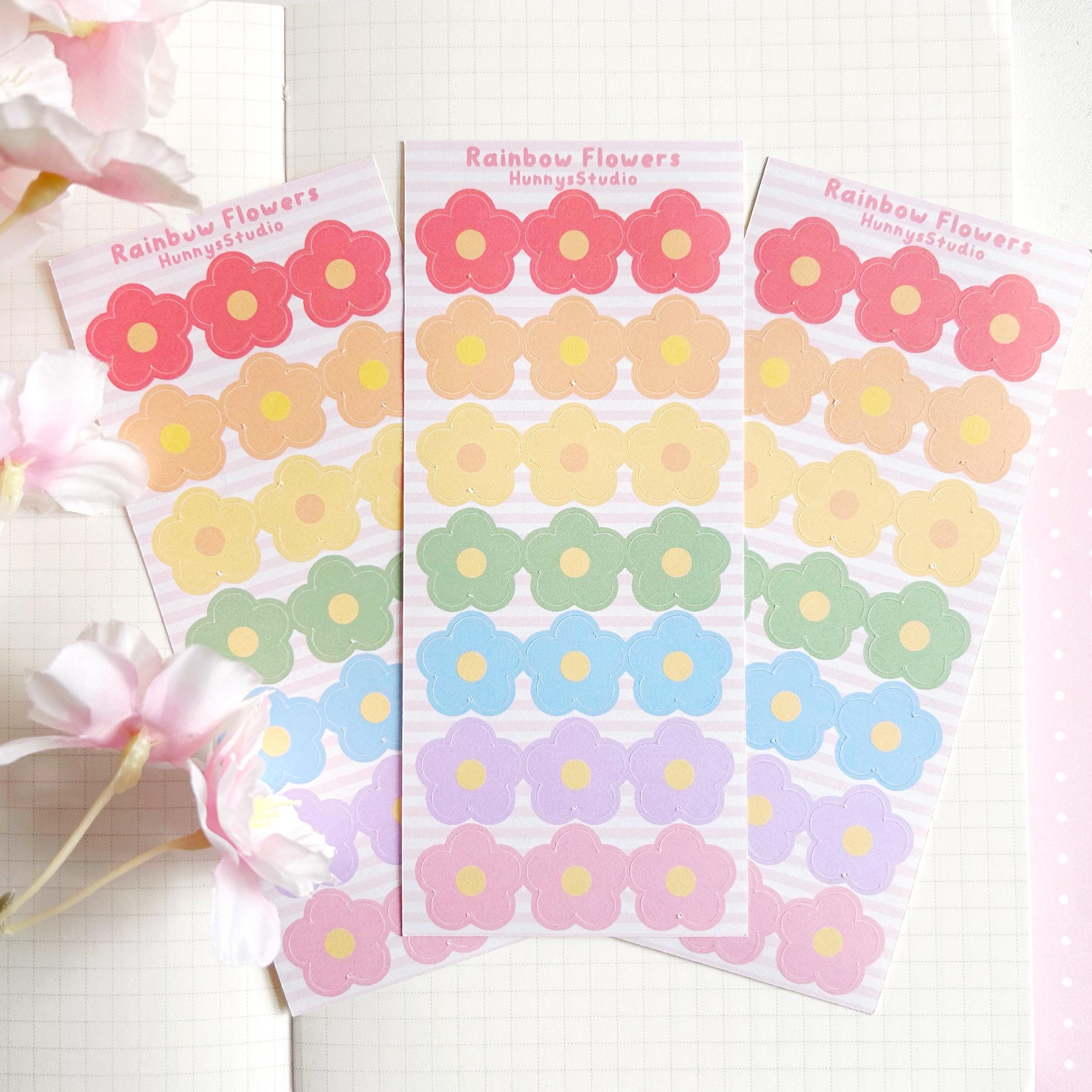 Rainbow flowers matte sticker sheet