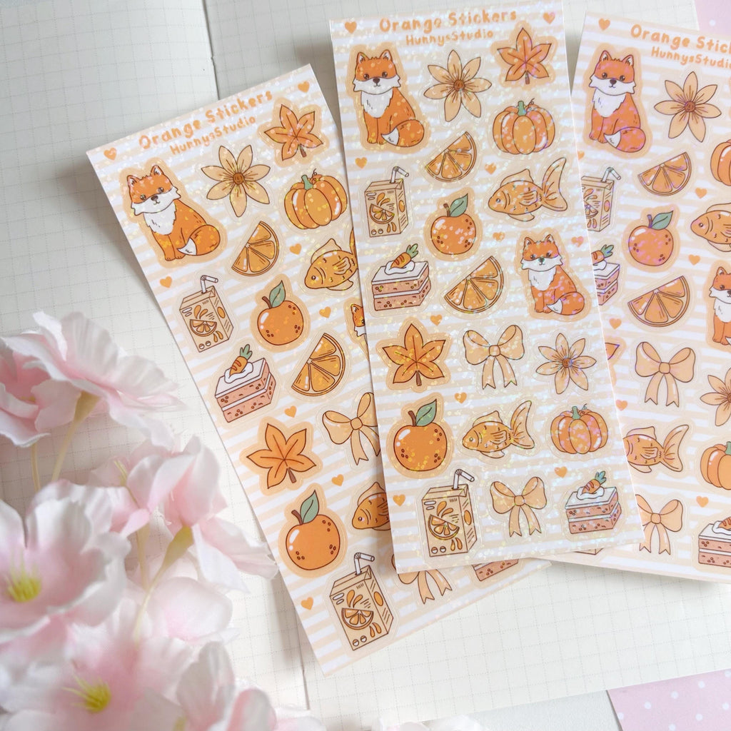Orange stickers vinyl holographic sticker sheet