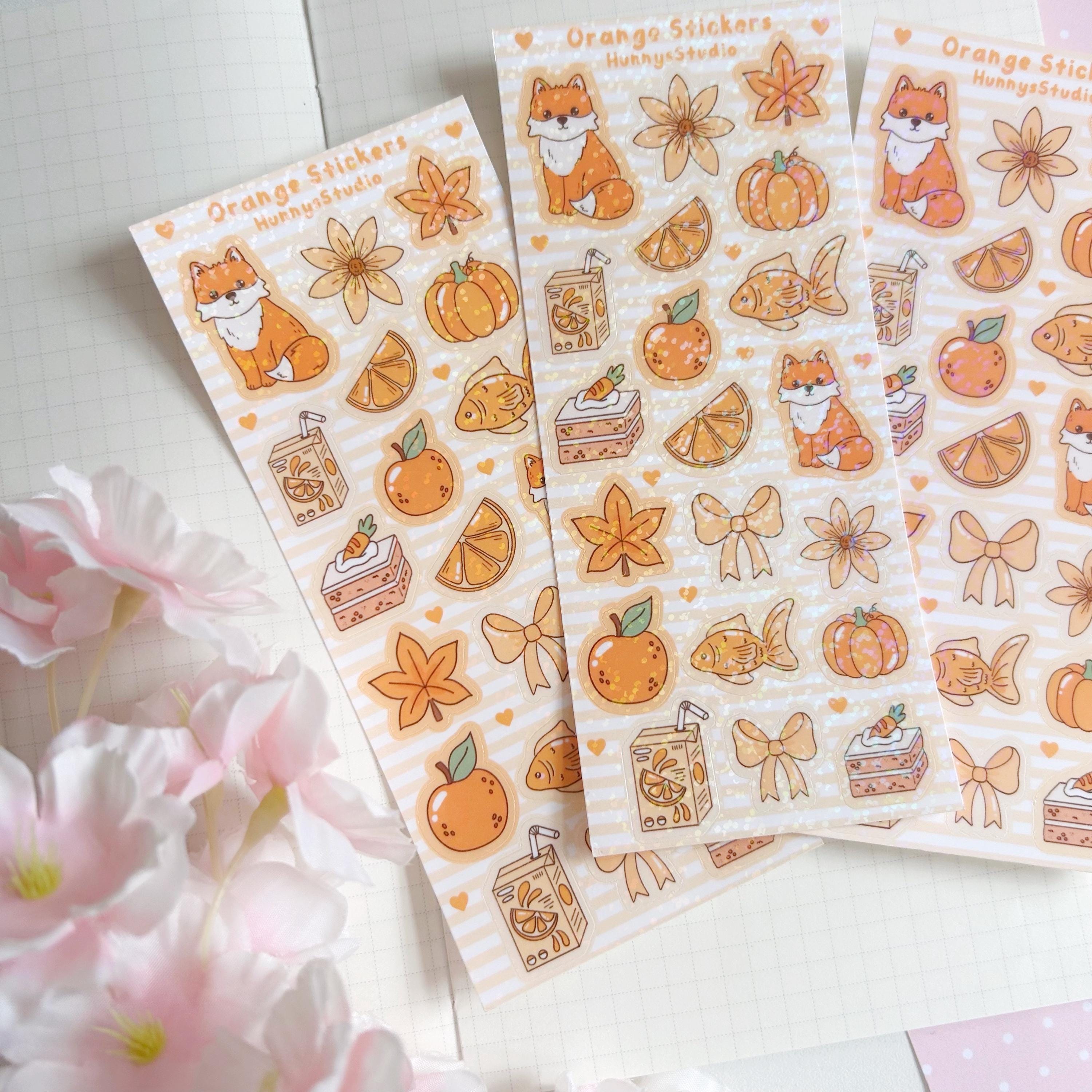 Orange stickers vinyl holographic sticker sheet
