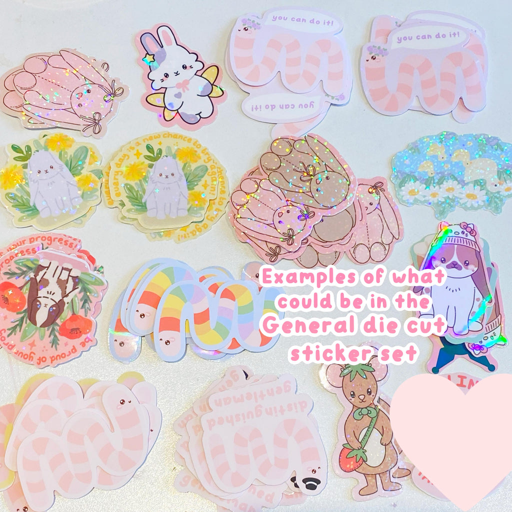 OOPSIE die cut sticker grab bag, B grade imperfect holographic vinyl die cut stickers.mental health stickers