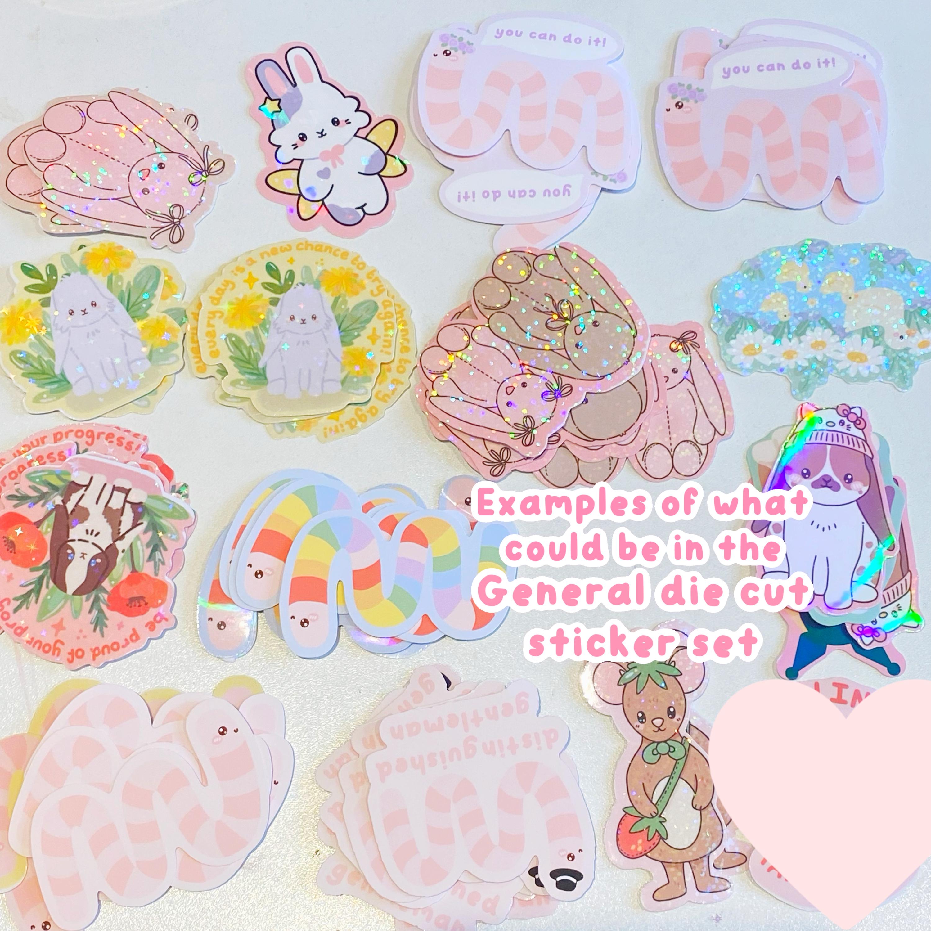 OOPSIE die cut sticker grab bag, B grade imperfect holographic vinyl die cut stickers.mental health stickers