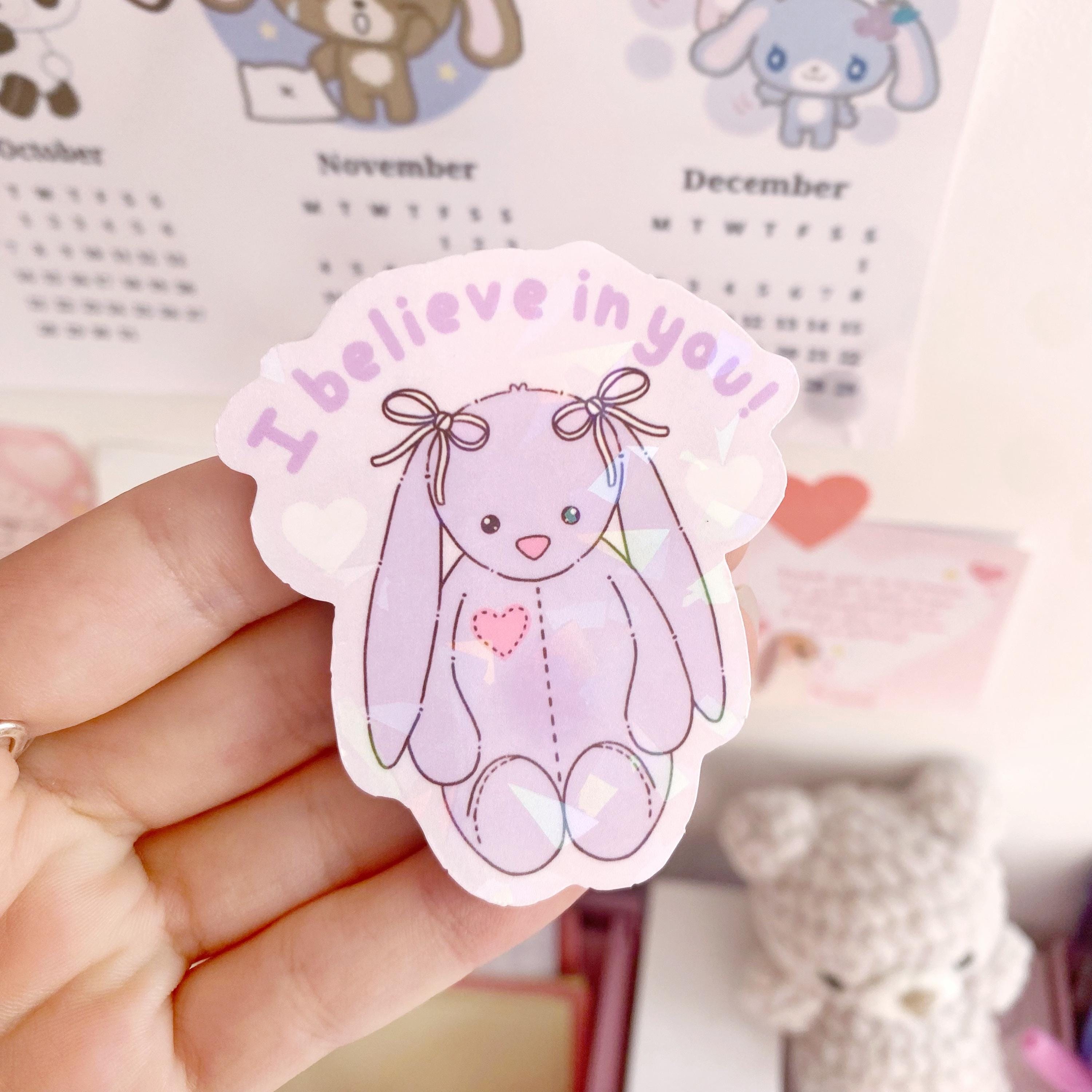 Bunny I believe in you die cut vinyl holo sticker