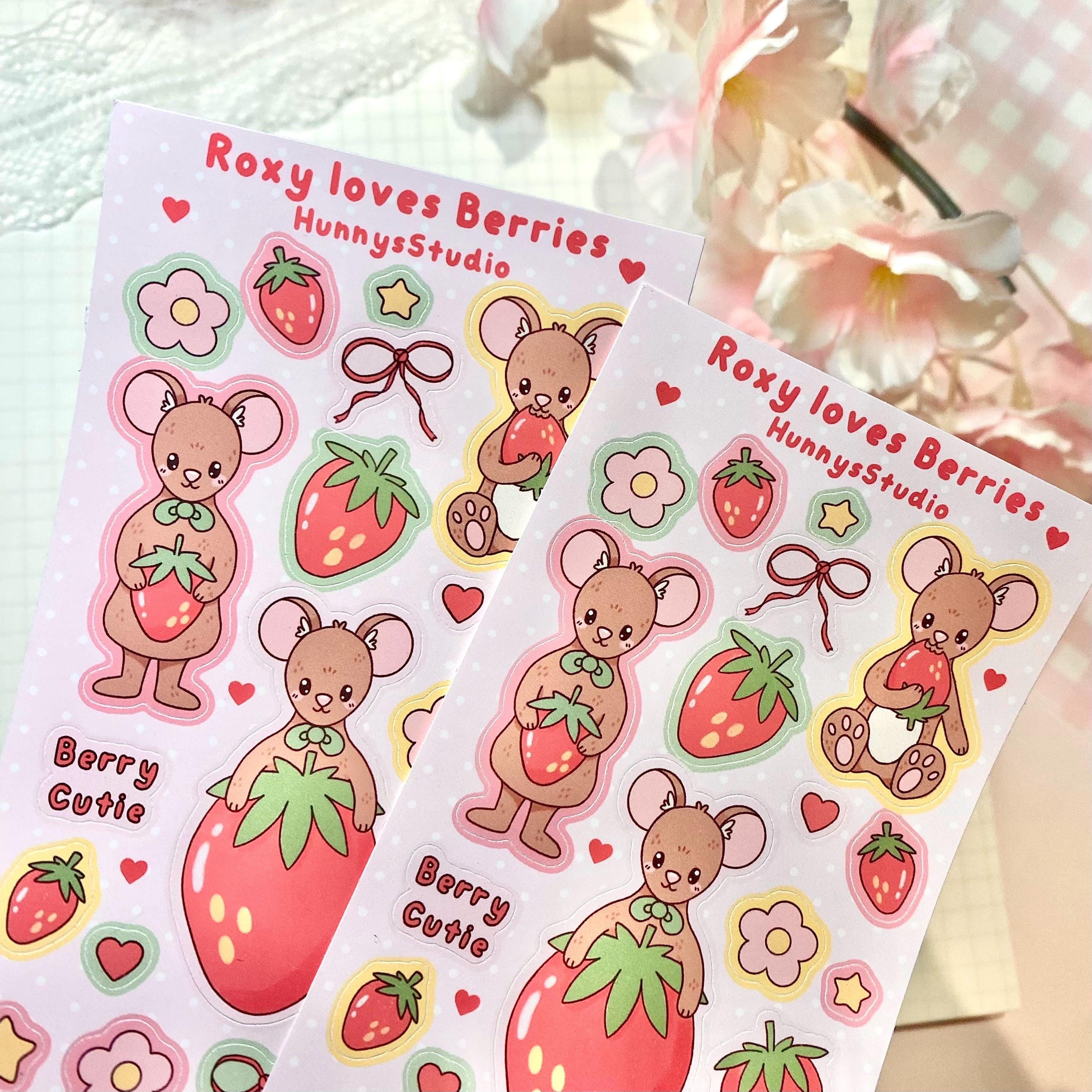 Roxy loves berries matte vinyl sticker sheet