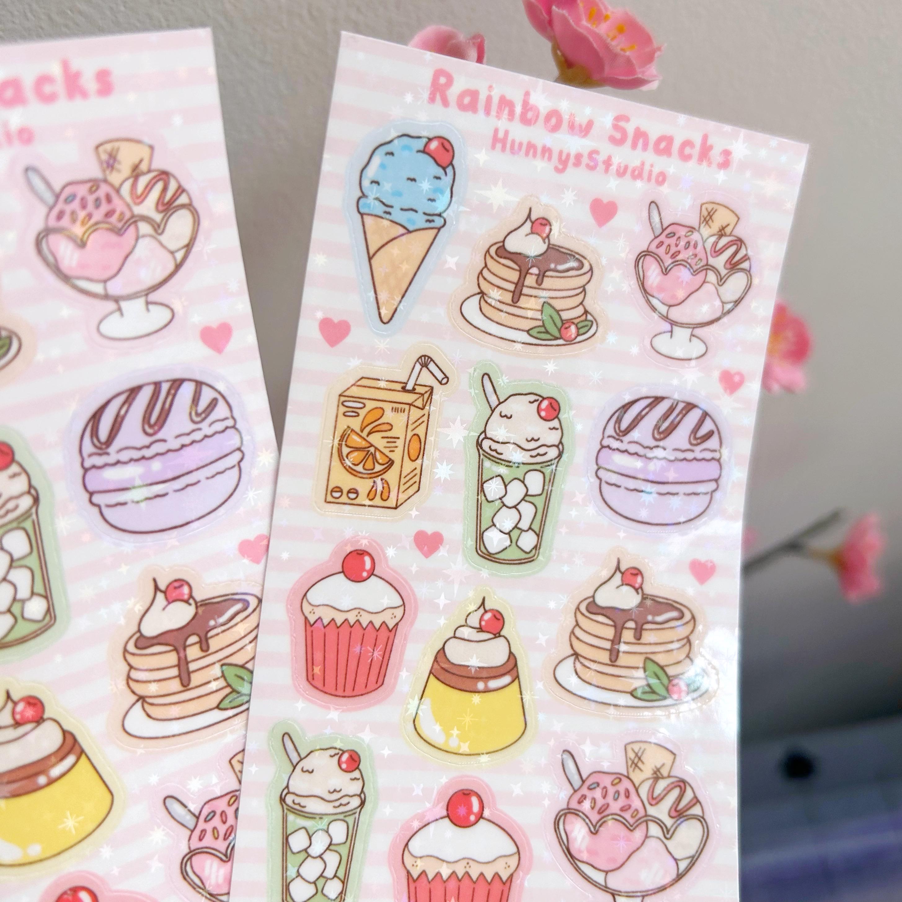 Rainbow snacks vinyl holographic sticker sheet