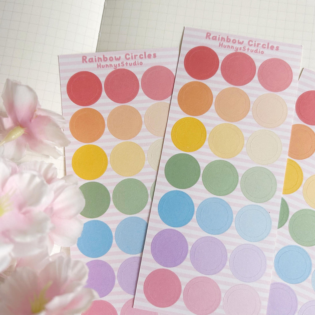 Rainbow circles sticker sheet