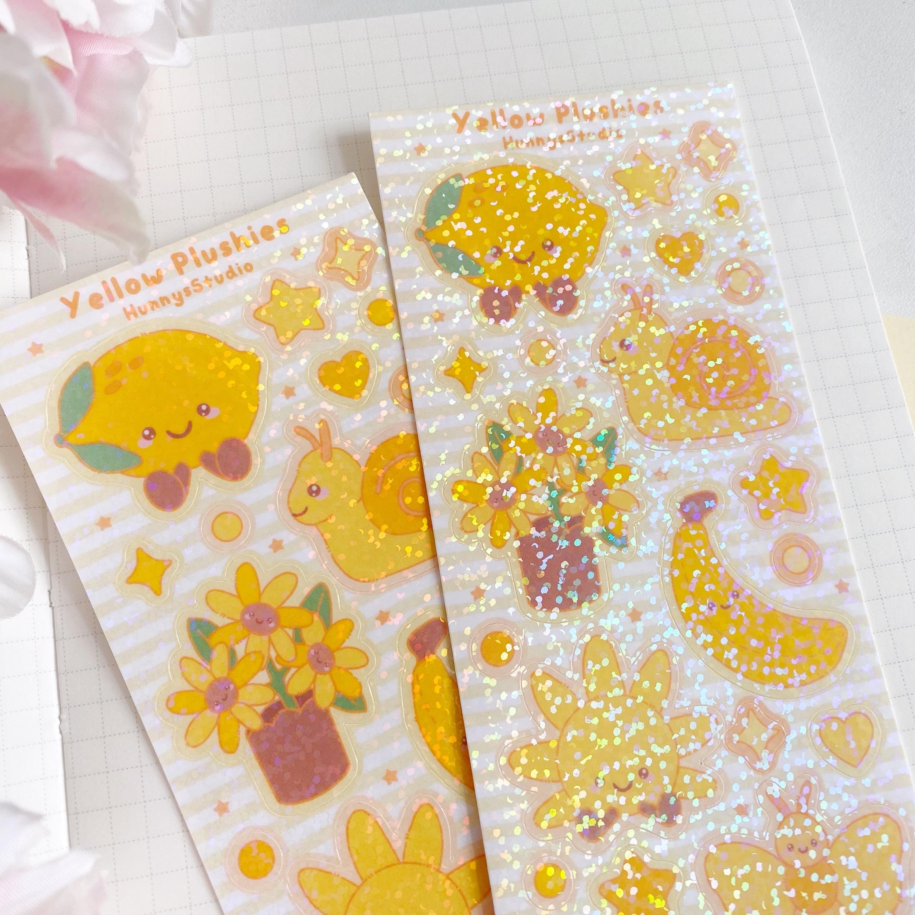 Yellow plushies holographic vinyl sticker sheet